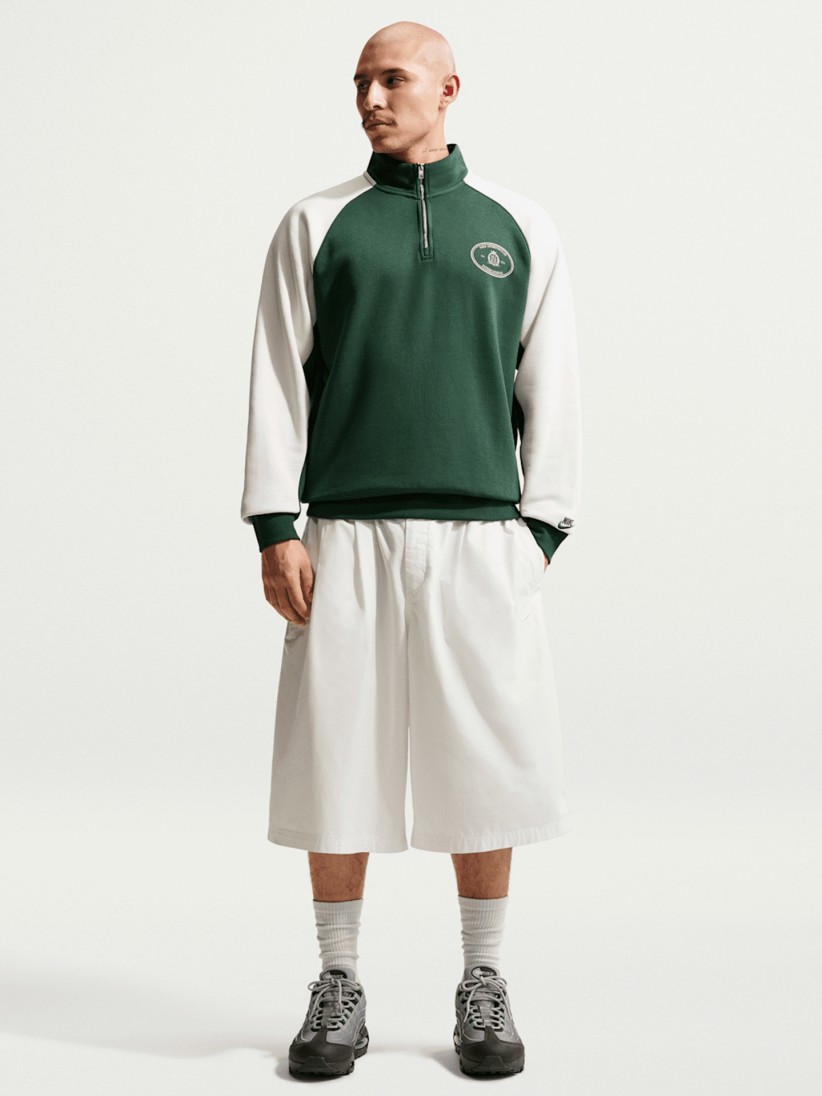 Nike Club Fleece Green and White Zip Sweater For Men Nike Club Fleece Green and White Zip Sweater For Men