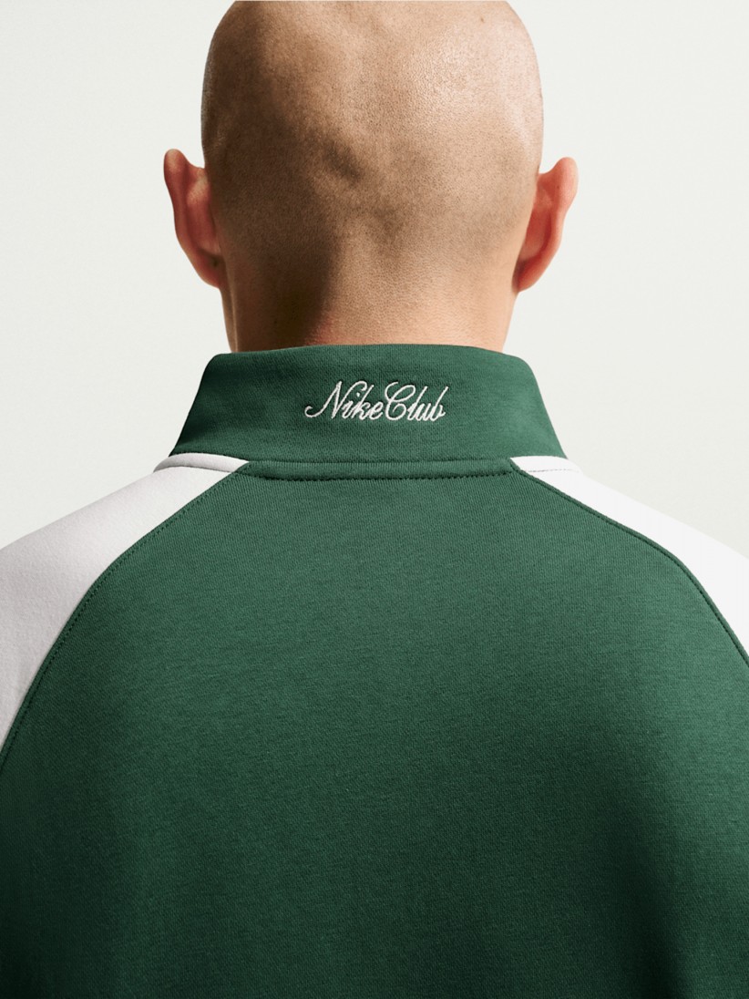 Nike Club Fleece Green and White Zip Sweater For Men Nike Club Fleece Green and White Zip Sweater For Men