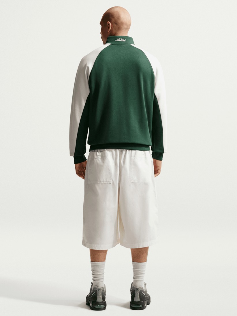 Nike Club Fleece Green and White Zip Sweater For Men Nike Club Fleece Green and White Zip Sweater For Men
