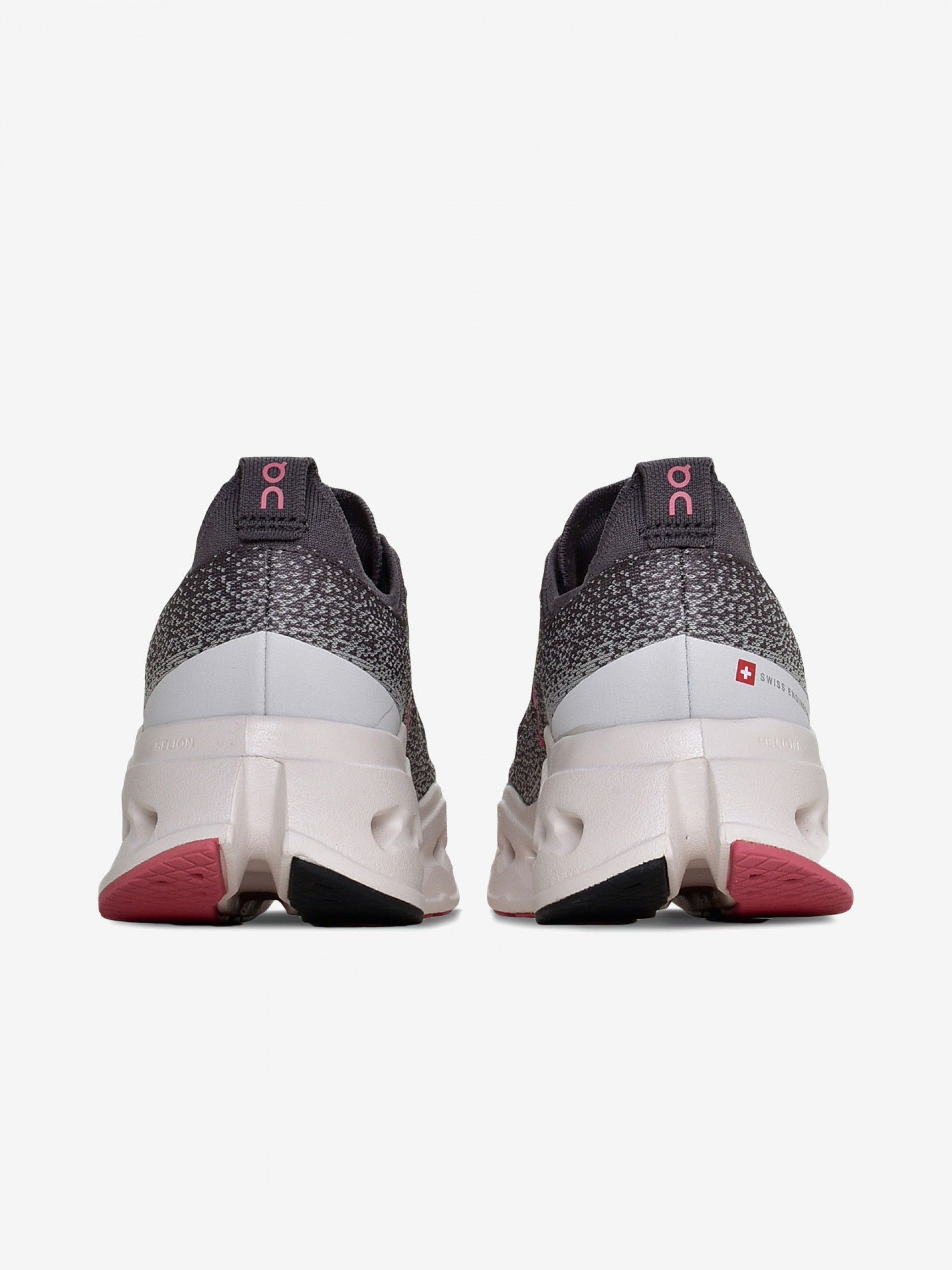On Running Cloudsurfer Max Grey and Pink W Running Trainers