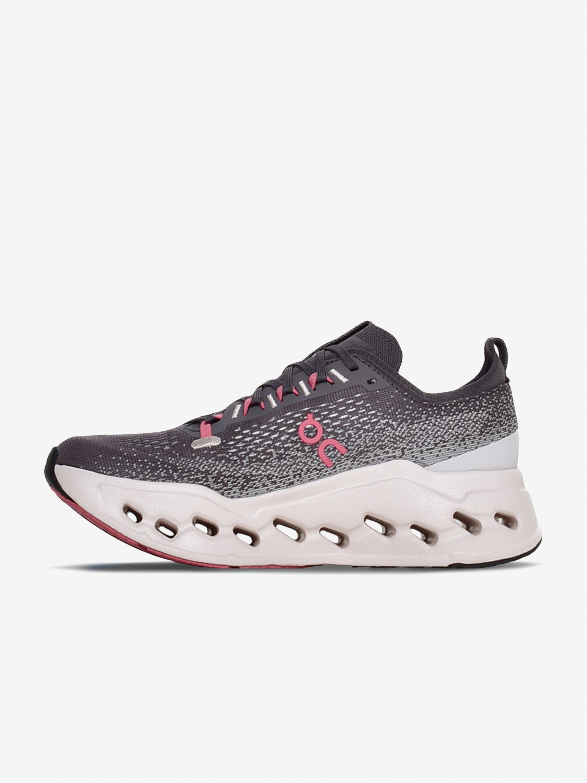 On Running Cloudsurfer Max Grey and Pink W Running Trainers