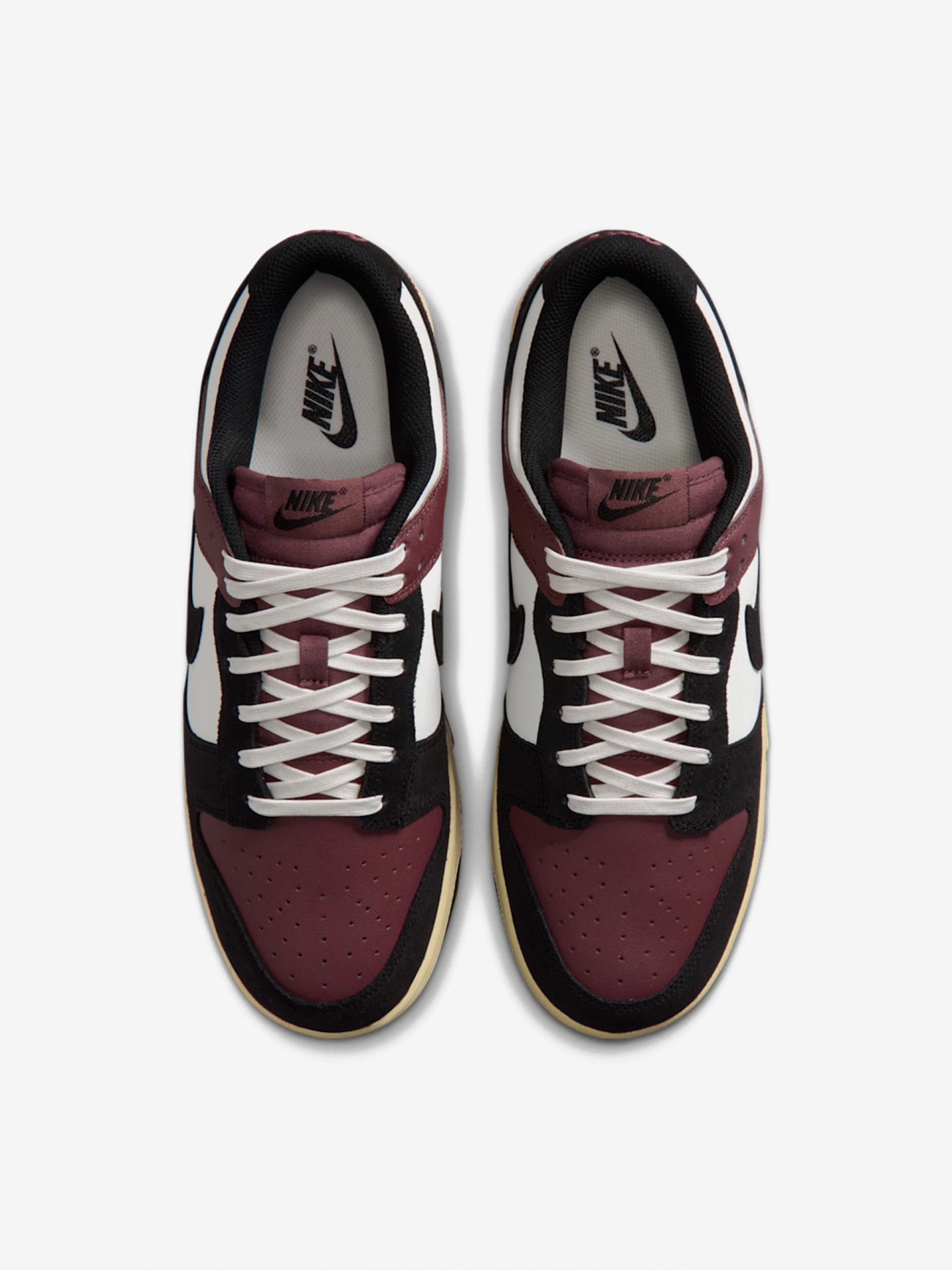 Nike Dunk Low Retro Burgundy, White and Black Sneakers For Men
