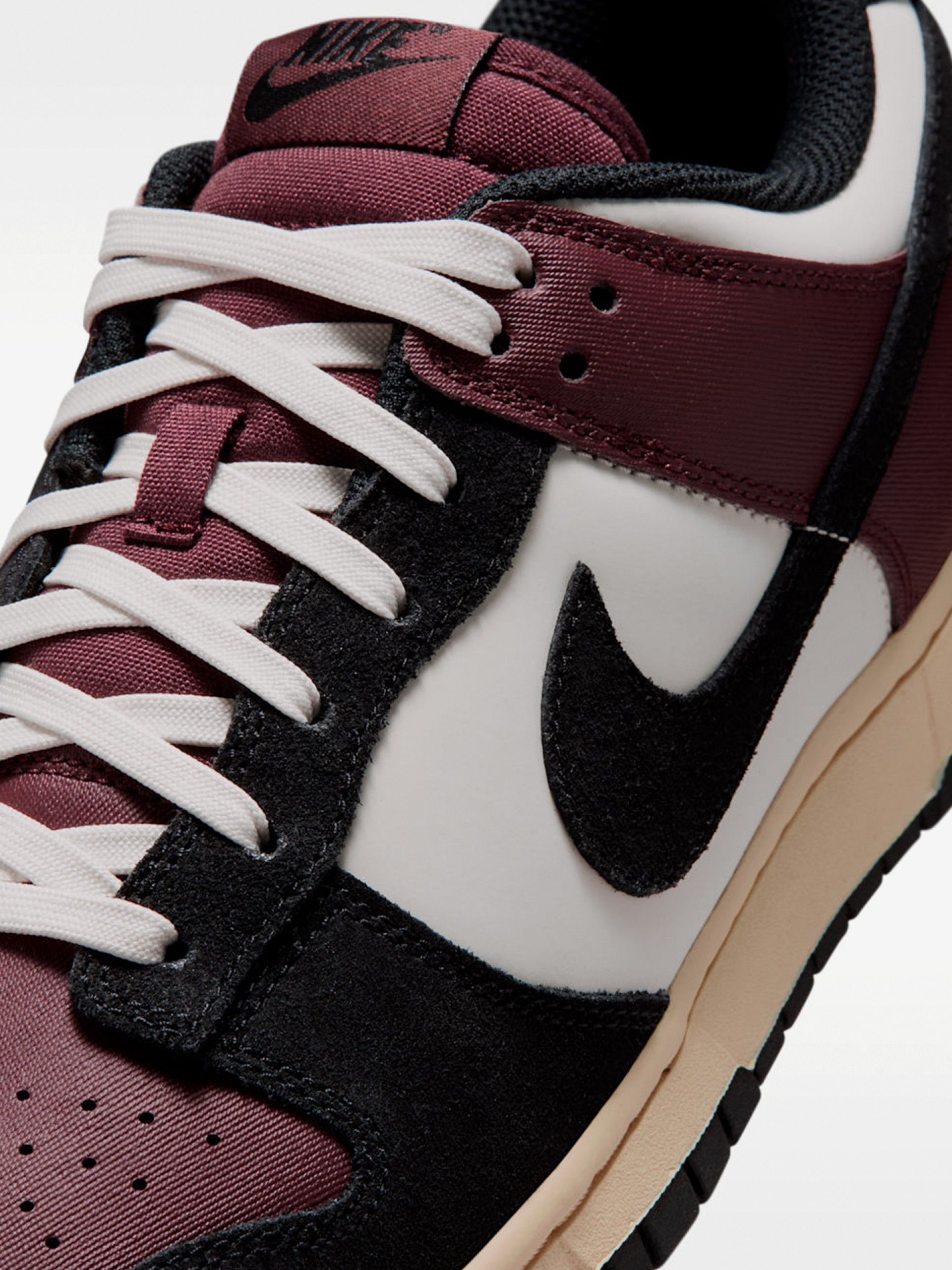 Nike Dunk Low Retro Burgundy, White and Black Sneakers For Men