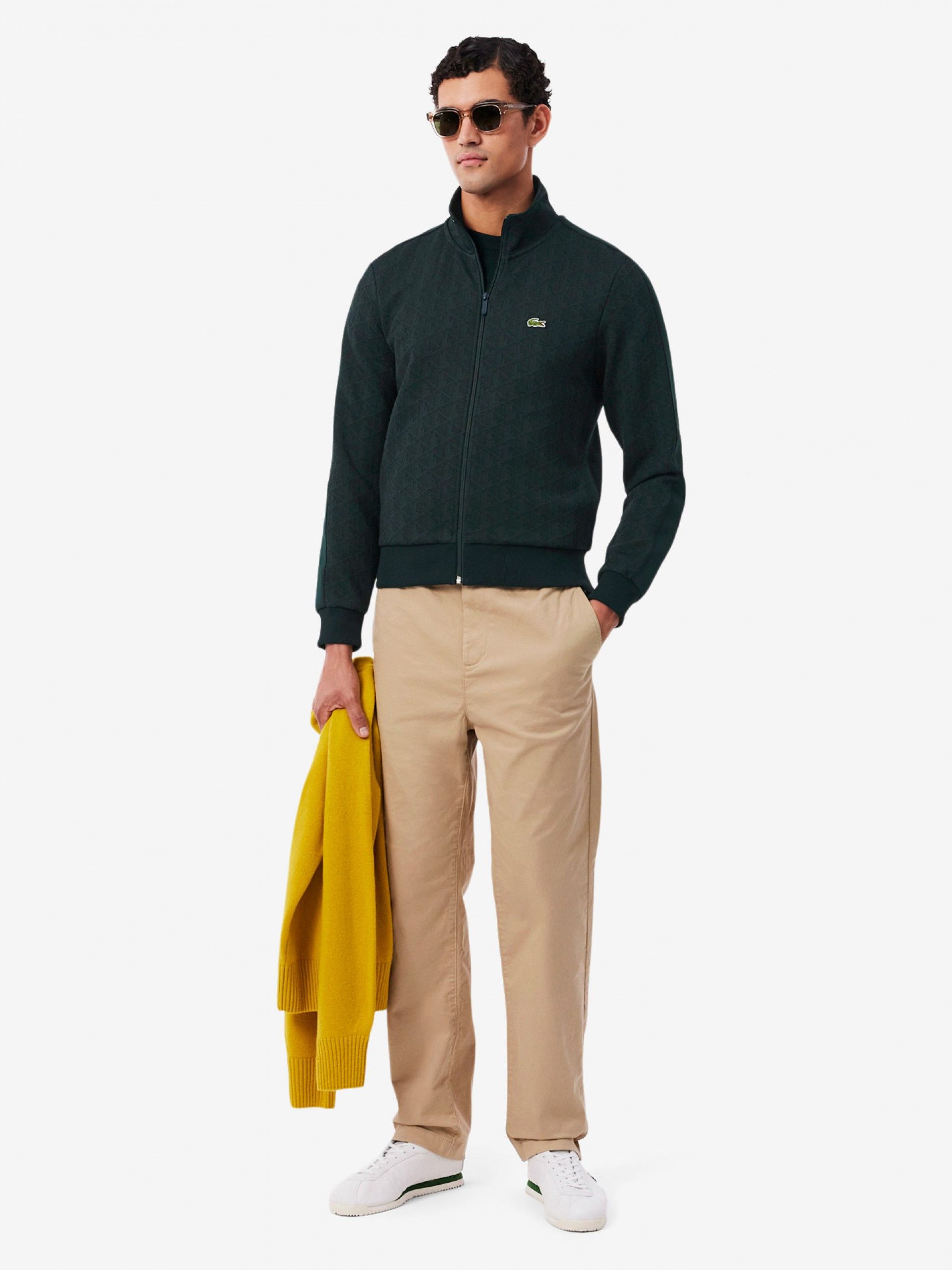 Casaco Lacoste Paris Jacquard Verde e Preto