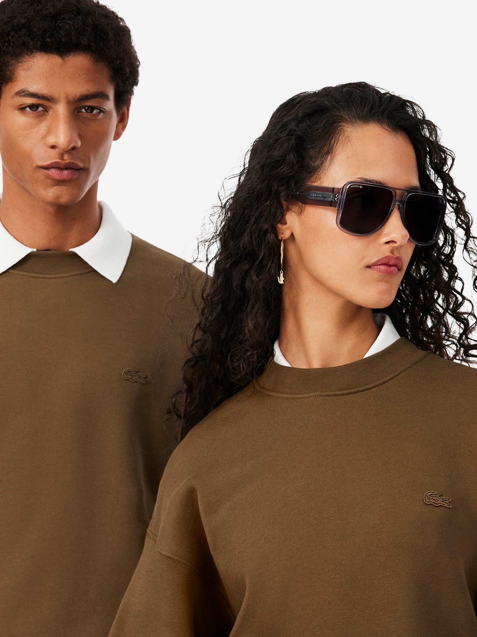 Sudadera Lacoste de Felpa Gruesa Loose Fit Marrón