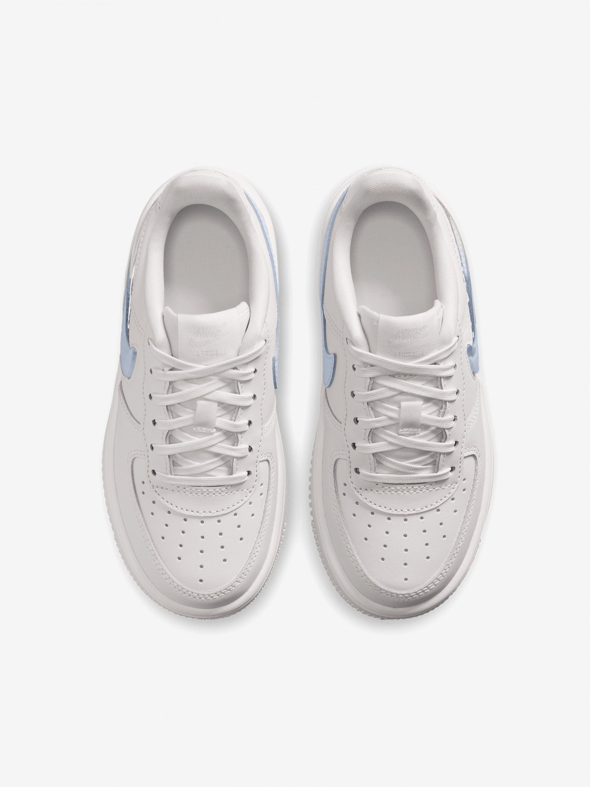 Zapatillas Nike Force 1 Low Lace JES Beige y Azules Para Niño