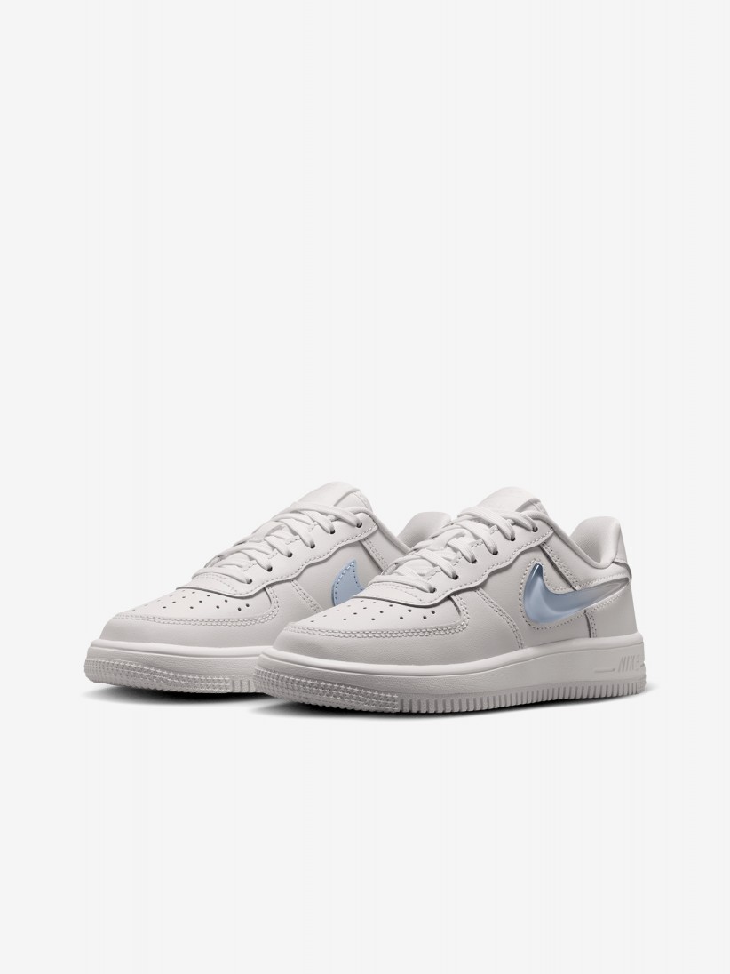 Sapatilhas Nike Force 1 Low Lace JES Bege e Azuis Para Criança Sapatilhas Nike Force 1 Low Lace JES Bege e Azuis Para Criança