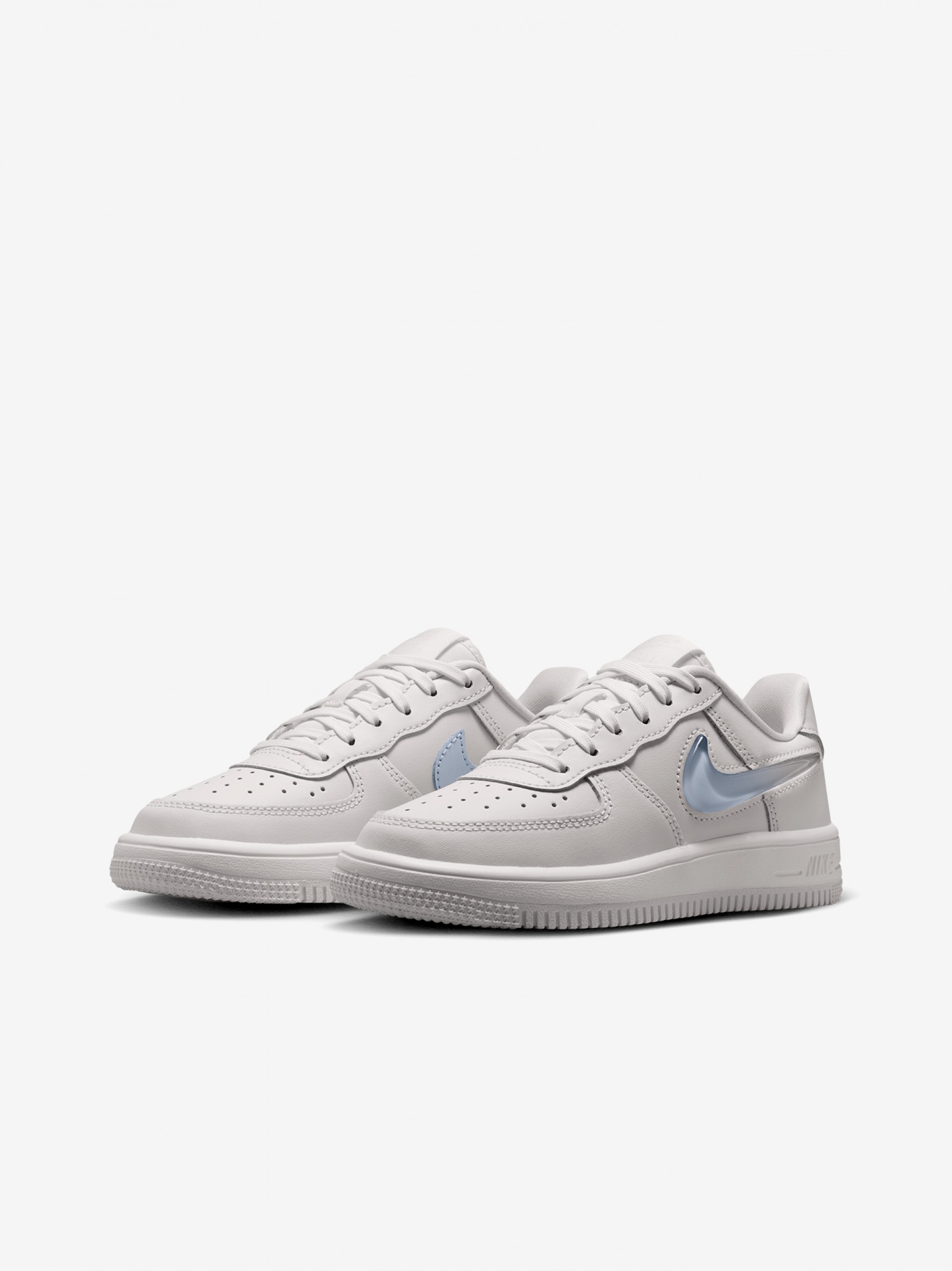 Nike Force 1 Low Lace JES Beige and Blue Sneakers For Children