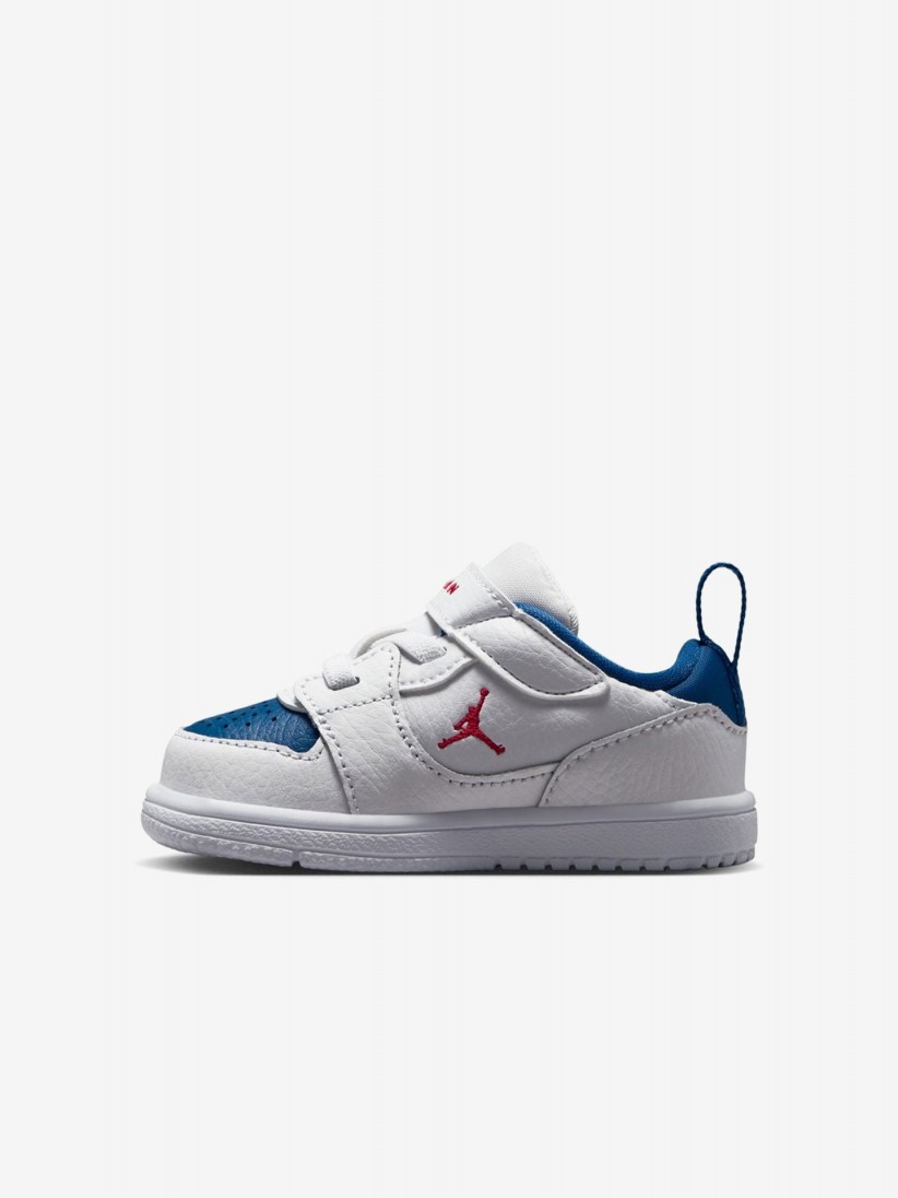Sapatilhas Nike Jordan Court Connect Low Brancas, Azuis e Vermelhas Para Bebé e Criança Sapatilhas Nike Jordan Court Connect Low Brancas, Azuis e Vermelhas Para Bebé e Criança