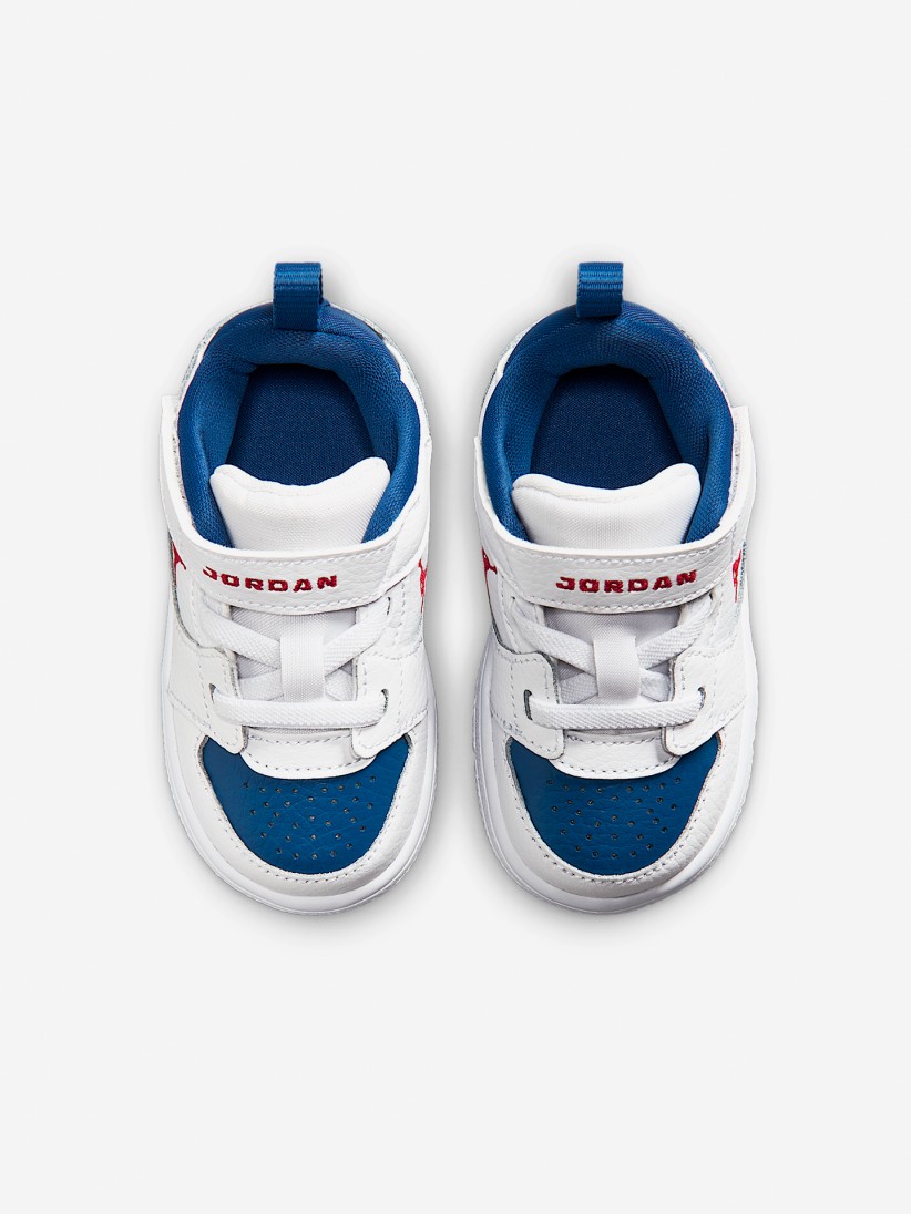 Sapatilhas Nike Jordan Court Connect Low Brancas, Azuis e Vermelhas Para Bebé e Criança Sapatilhas Nike Jordan Court Connect Low Brancas, Azuis e Vermelhas Para Bebé e Criança