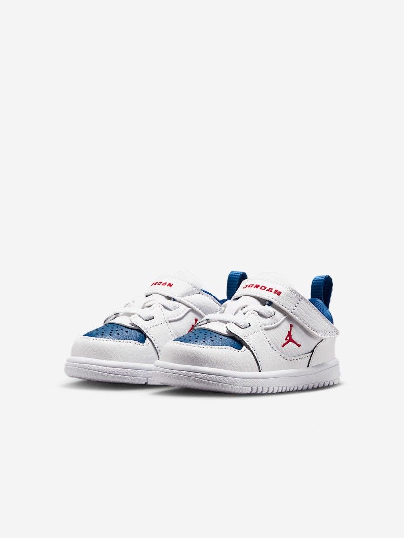 Sapatilhas Nike Jordan Court Connect Low Brancas, Azuis e Vermelhas Para Bebé e Criança Sapatilhas Nike Jordan Court Connect Low Brancas, Azuis e Vermelhas Para Bebé e Criança