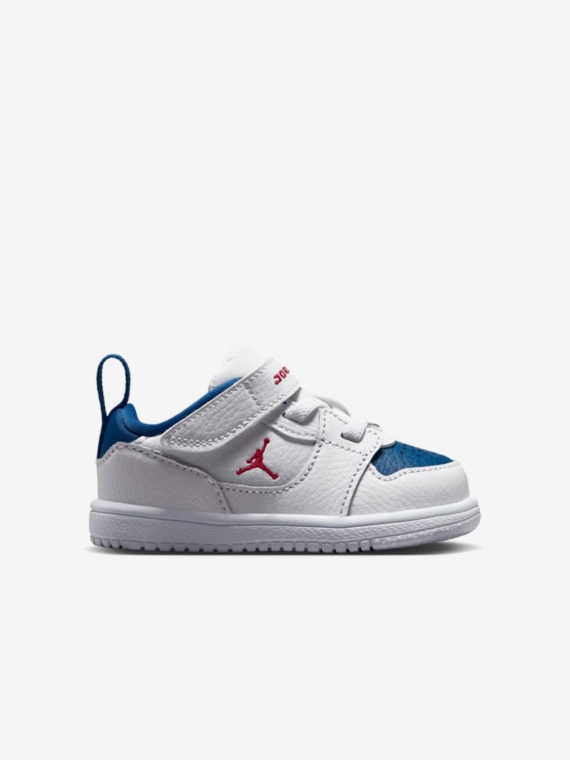 Sapatilhas Nike Jordan Court Connect Low Brancas, Azuis e Vermelhas Para Bebé e Criança Sapatilhas Nike Jordan Court Connect Low Brancas, Azuis e Vermelhas Para Bebé e Criança