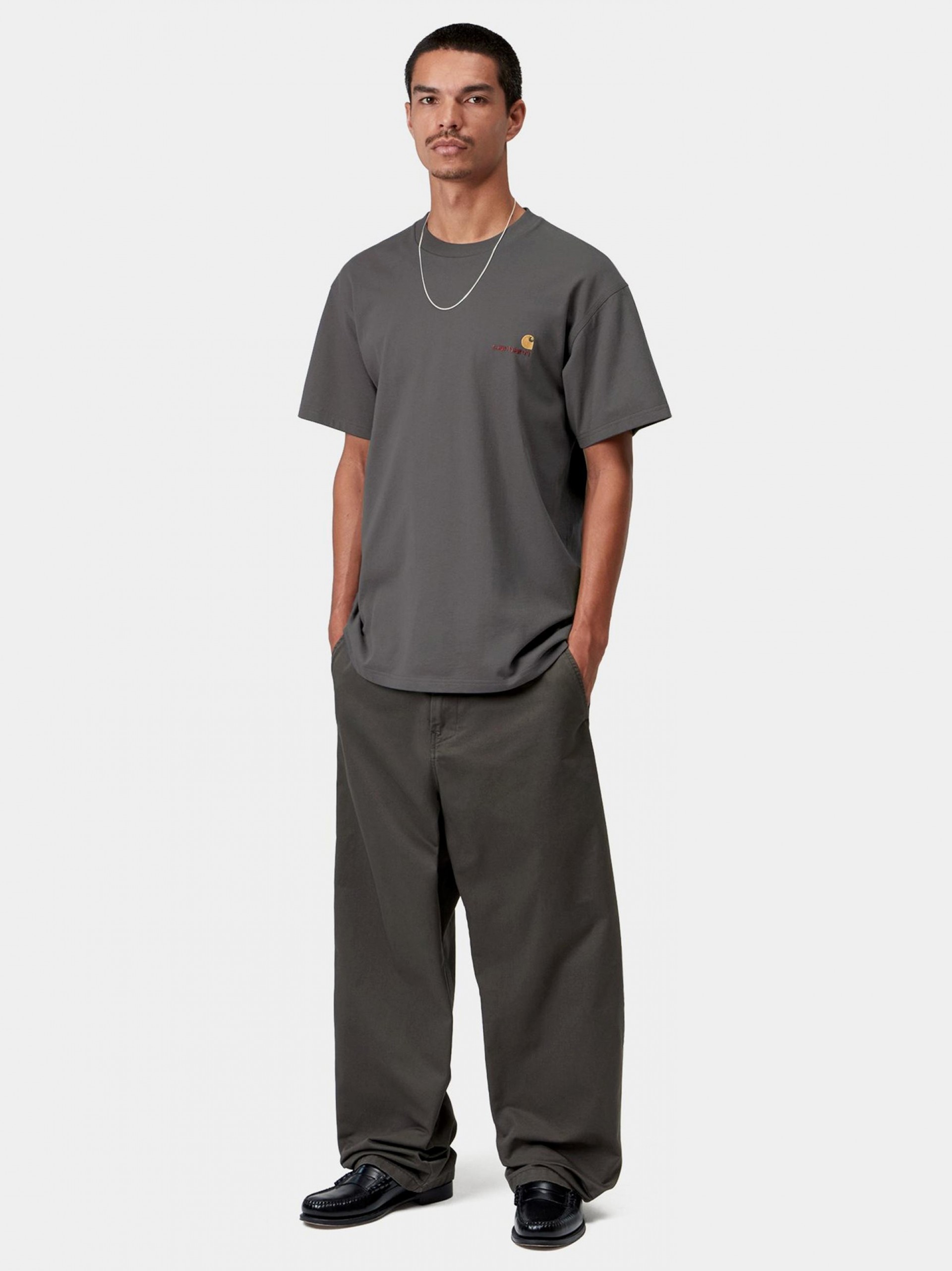 T-shirt Carhartt WIP American Script Cinzenta