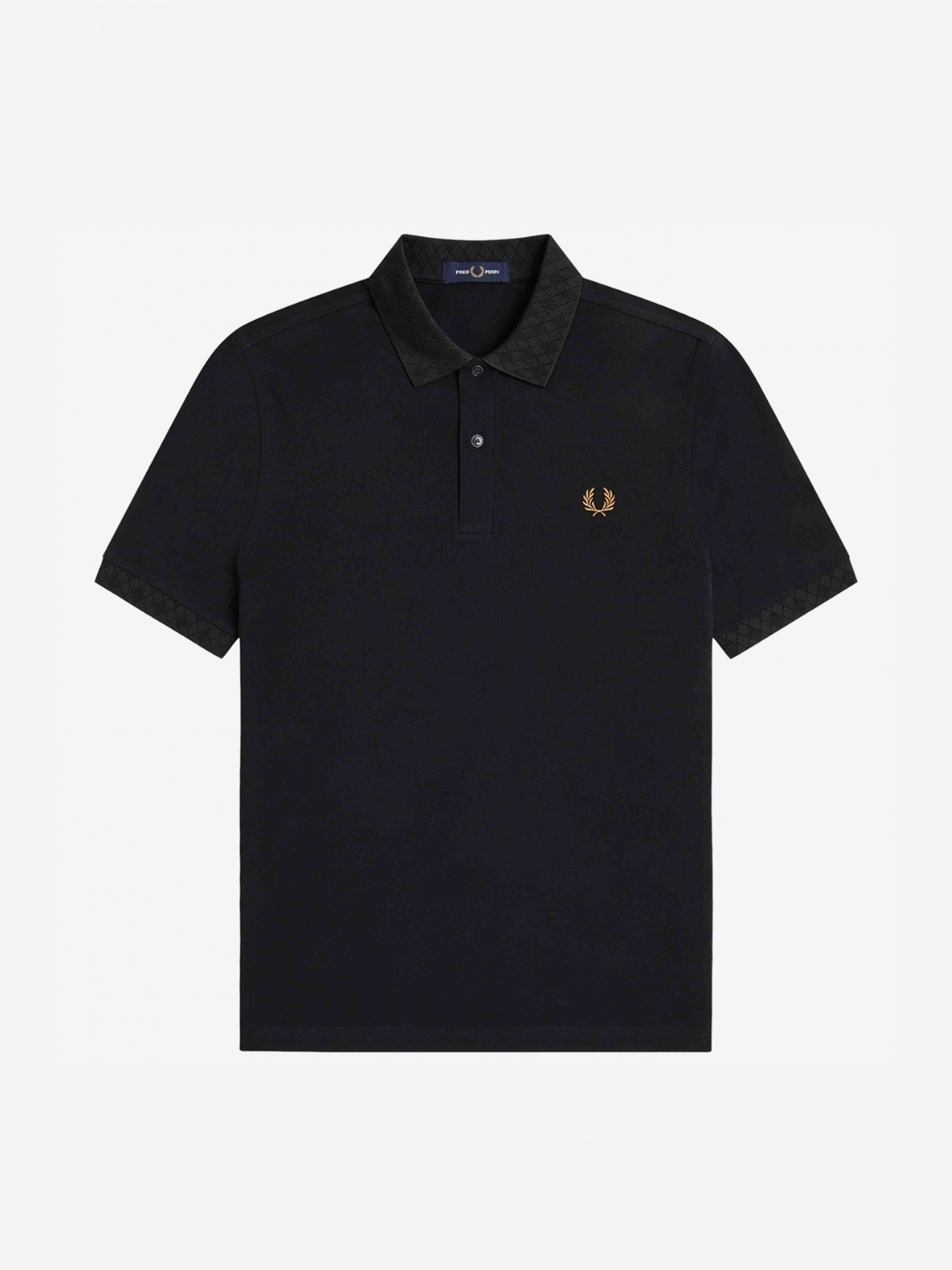 Polo Fred Perry Jacquard Trim Negro y Dorado