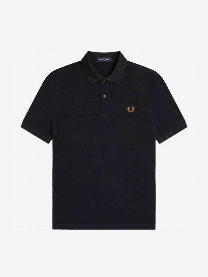 Polo Fred Perry Jacquard Trim Negro y Dorado