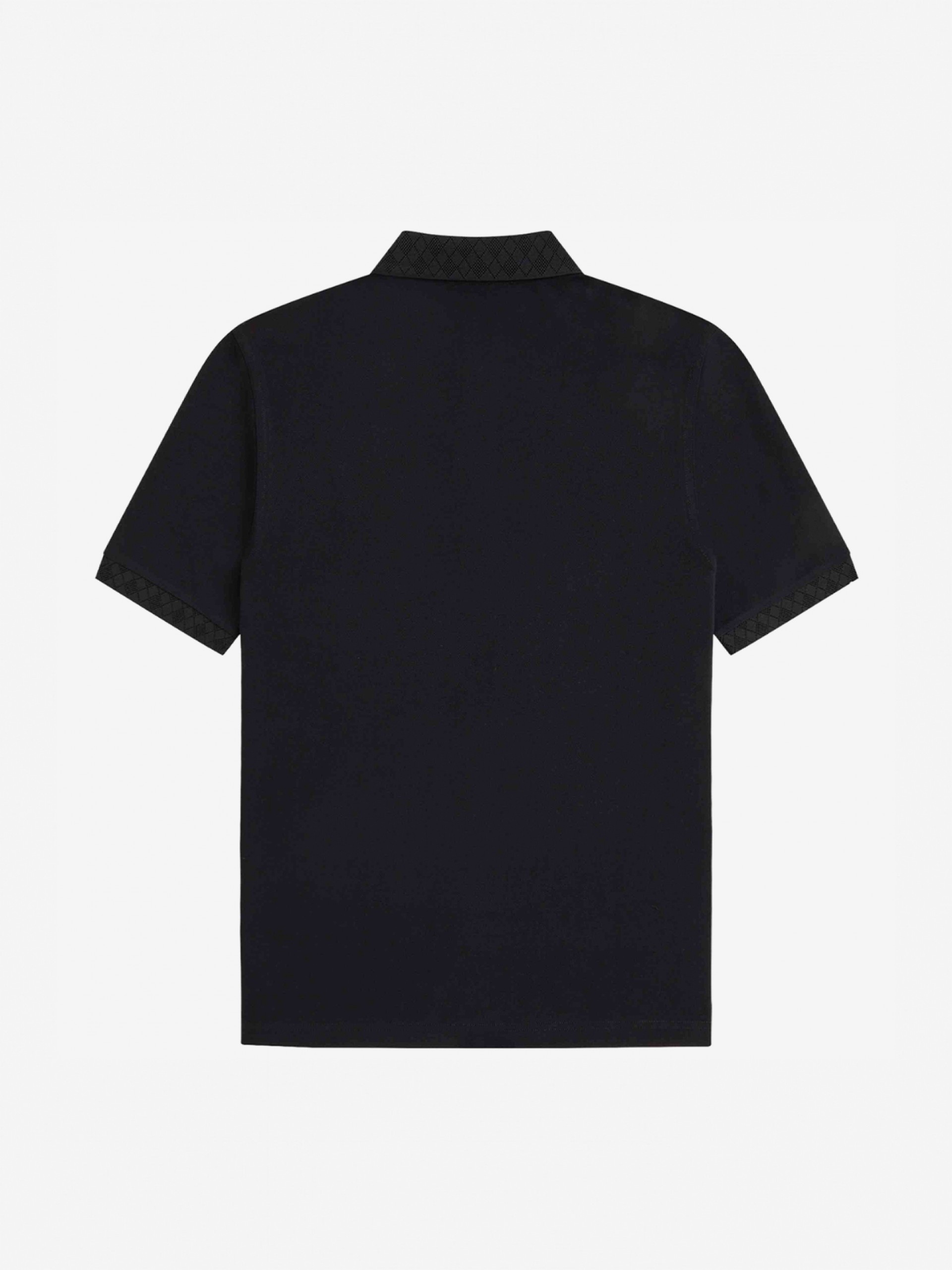 Polo Fred Perry Jacquard Trim Preto e Dourado