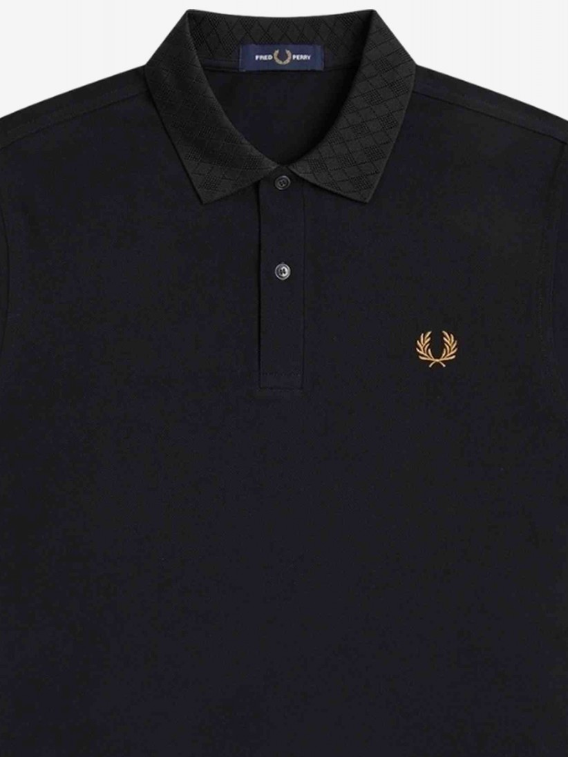 Polo Fred Perry Jacquard Trim Negro y Dorado Polo Fred Perry Jacquard Trim Negro y Dorado