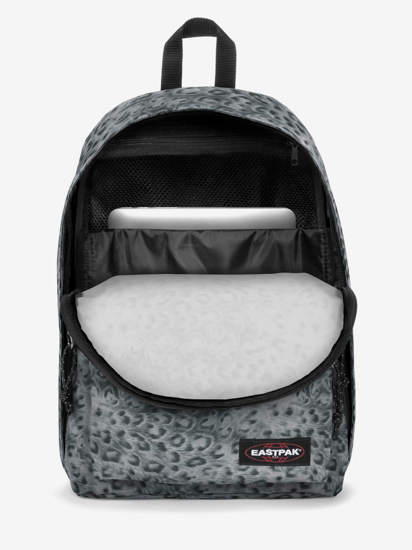 Mochila Escolar Eastpak Out Of Office Print Leopardo Cinza