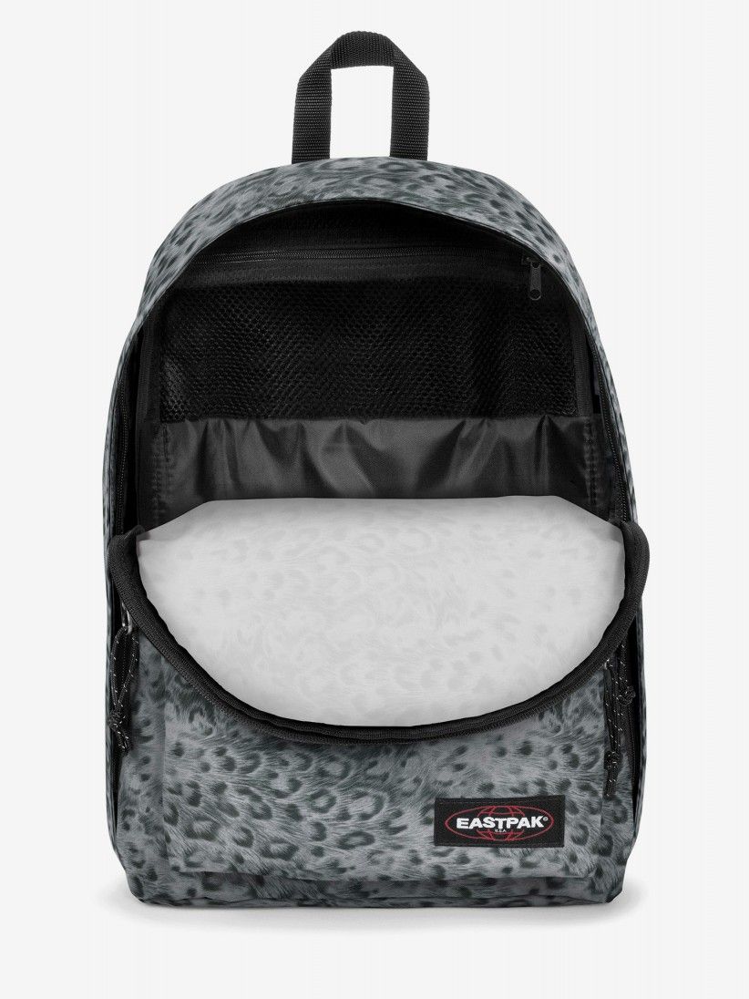 Mochila Escolar Eastpak Out Of Office Print Leopardo Cinza