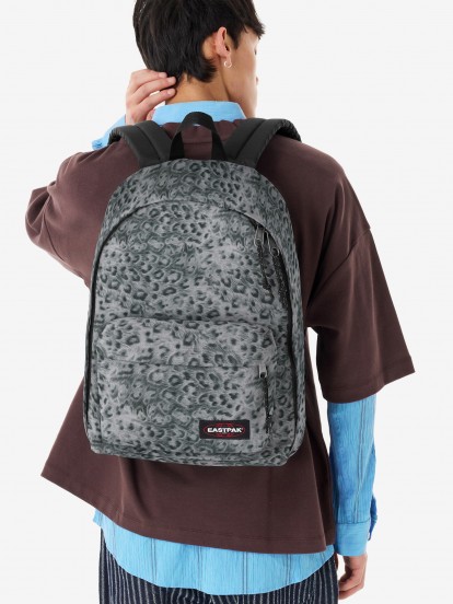 Mochila Escolar Eastpak Out Of Office Print Leopardo Cinza