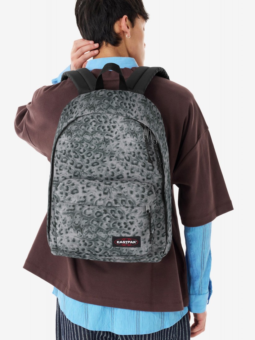 Mochila Escolar Eastpak Out Of Office Print Leopardo Cinza