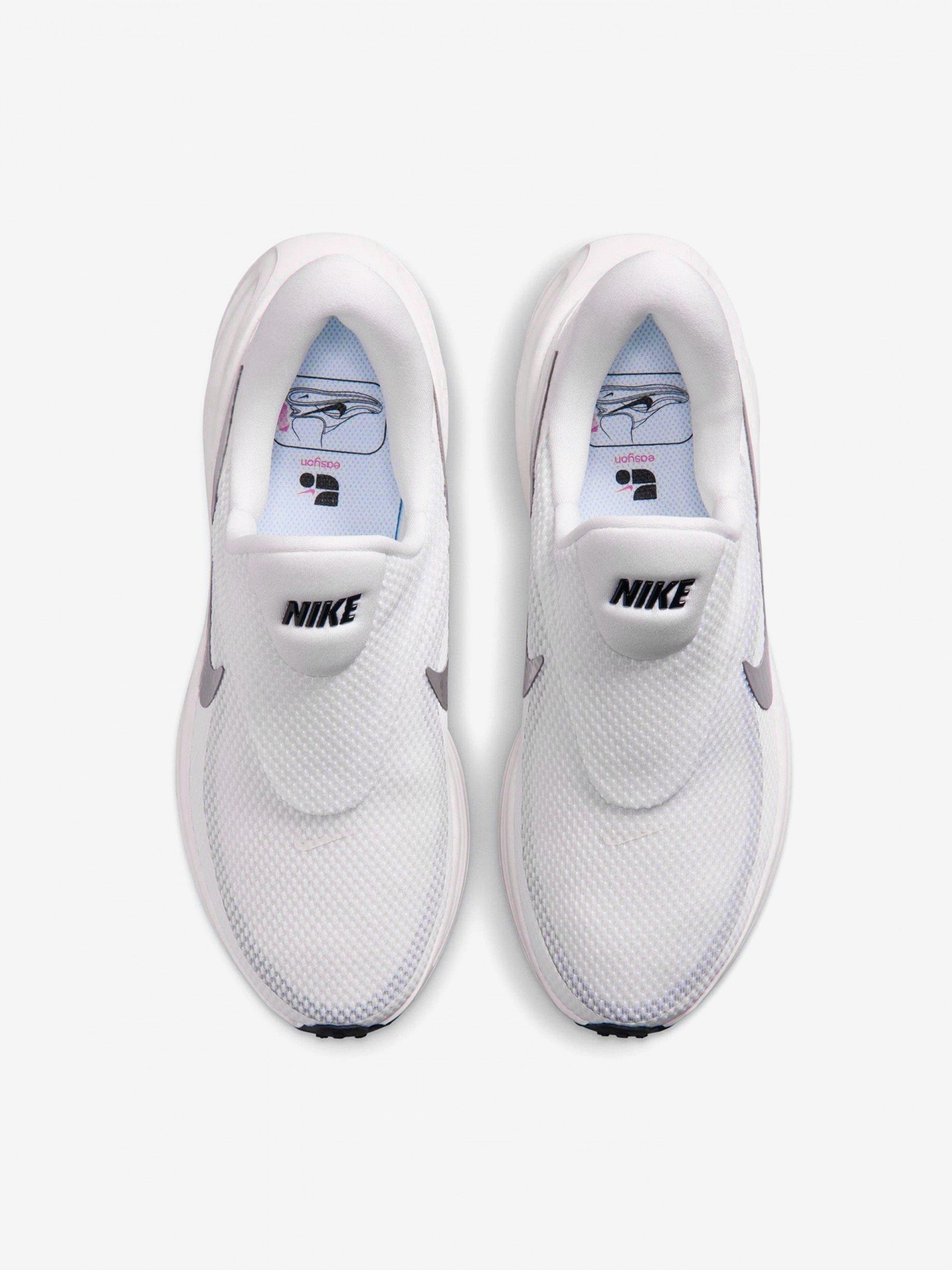 Nike Revolution 8 Easy-On White and Silver Running Trainers For Women