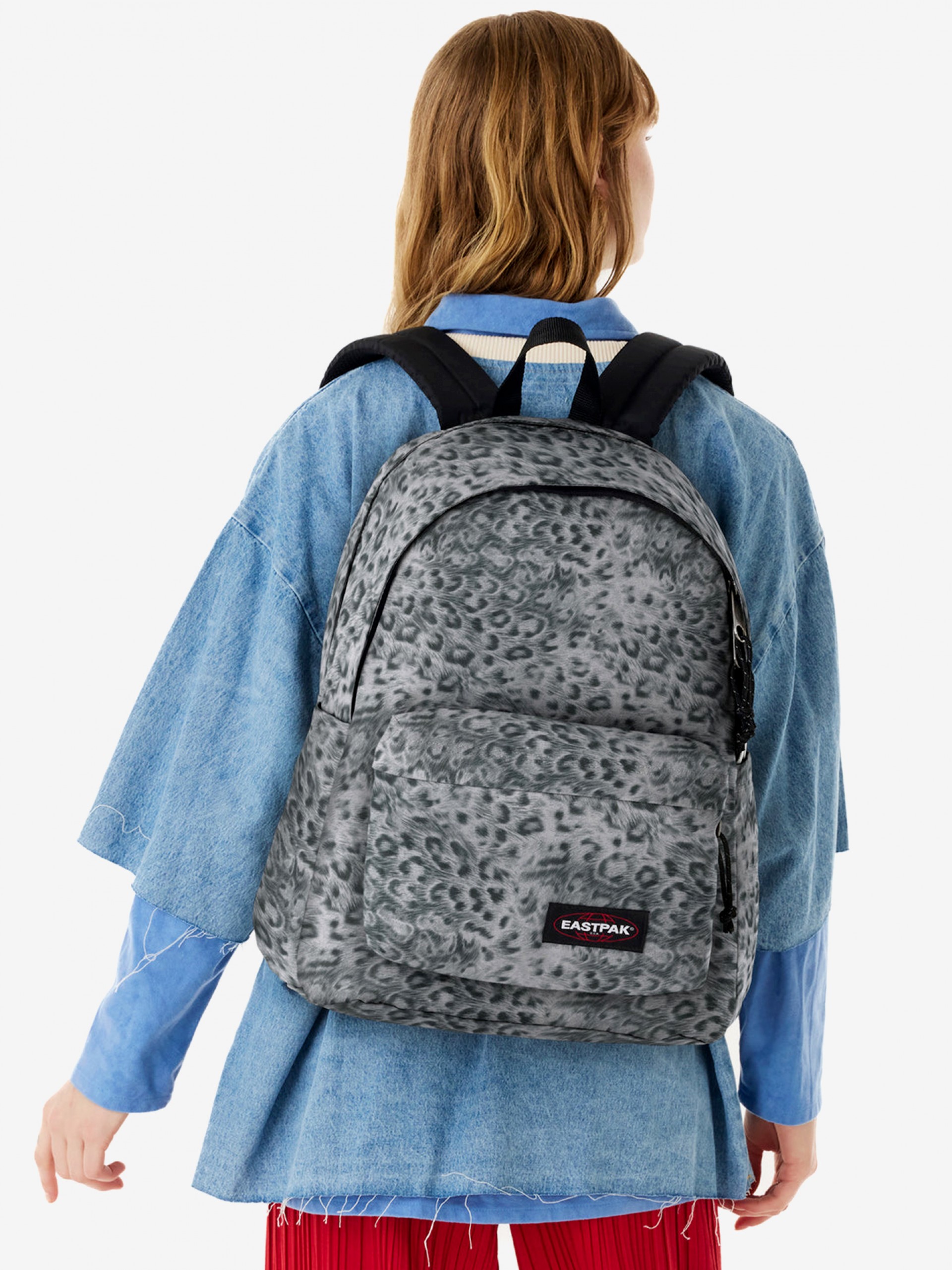 Eastpak Day Office Grey Leopard Print School Backpack