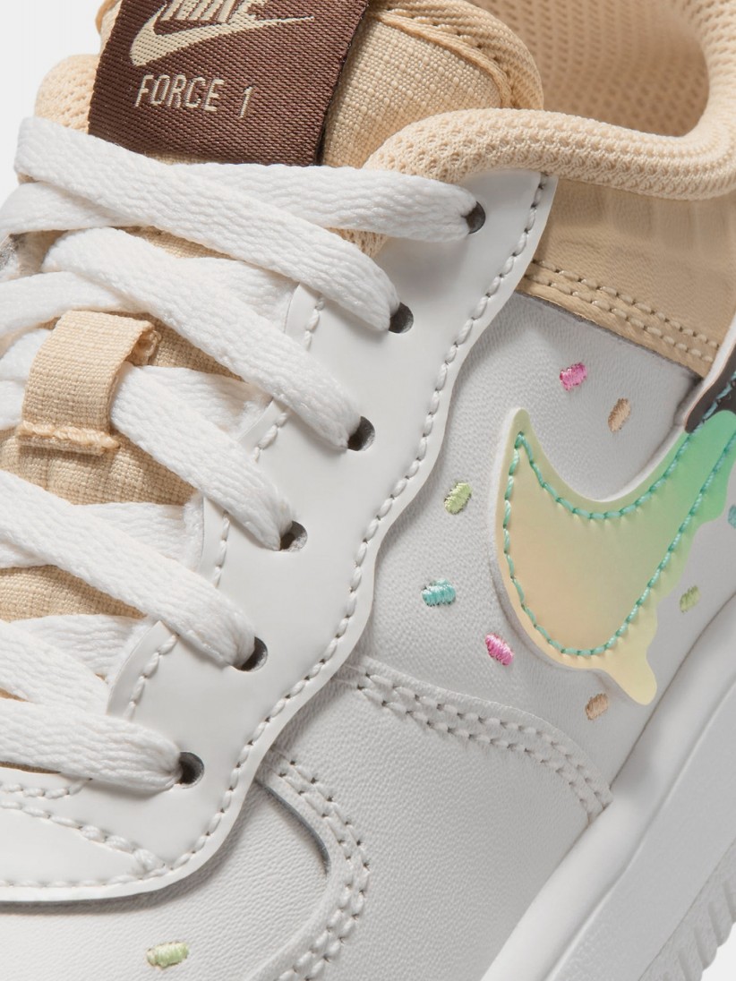 Nike Force 1 Low BP Lace White and Beige Sneakers For Children
