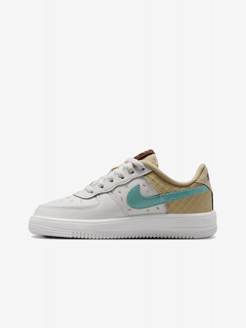 Nike Force 1 Low BP Lace White and Beige Sneakers For Children