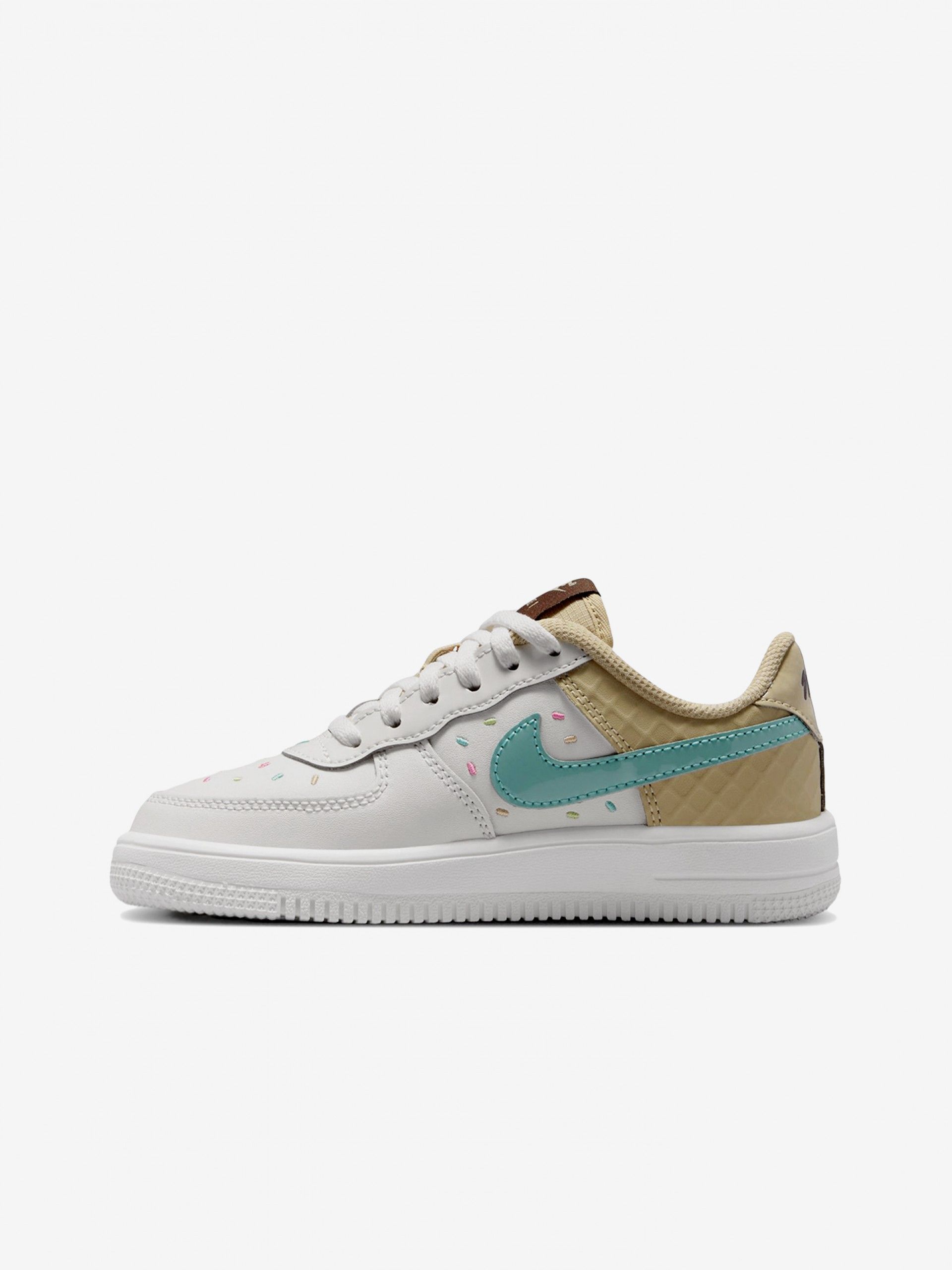 Nike Force 1 Low BP Lace White and Beige Sneakers For Children