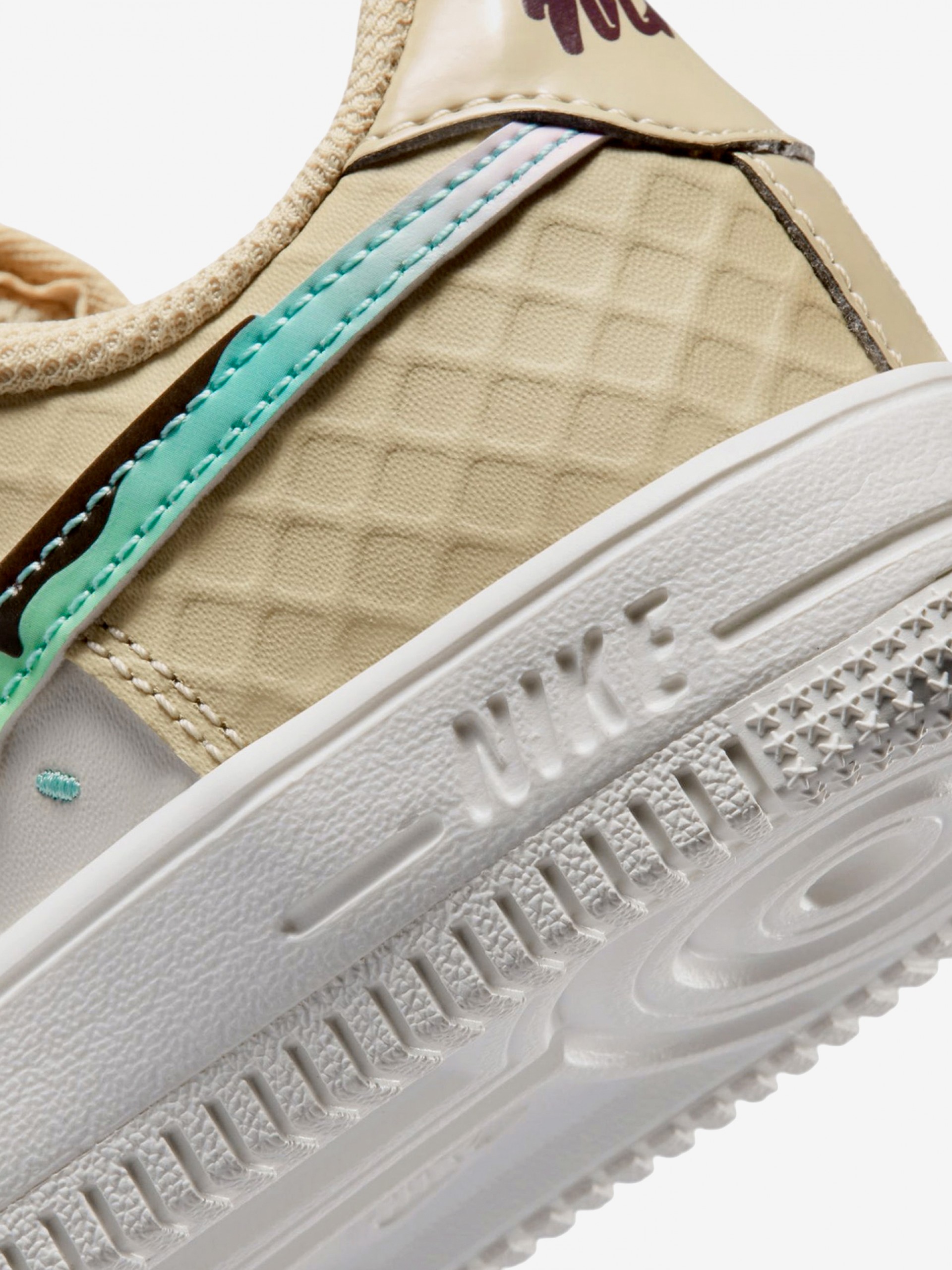 Nike Force 1 Low BP Lace White and Beige Sneakers For Children
