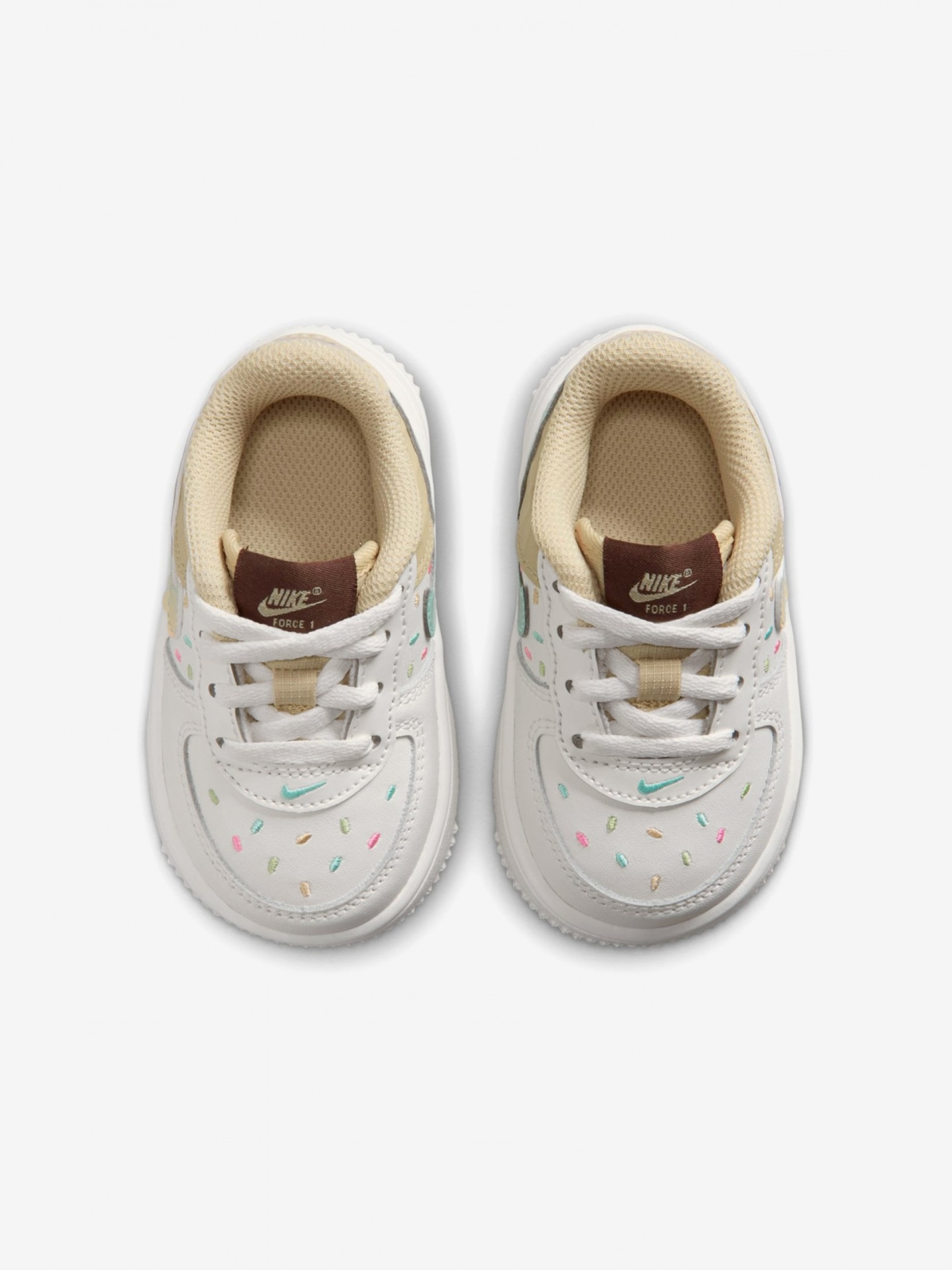 Nike Force 1 Low BT Lace White and Beige Sneakers For Baby