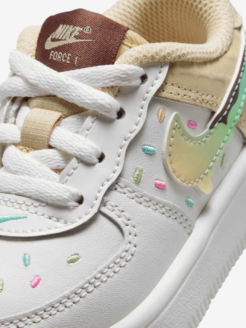 Sapatilhas Nike Force 1 Low BT Lace Brancas e Bege Para Bebé Sapatilhas Nike Force 1 Low BT Lace Brancas e Bege Para Bebé