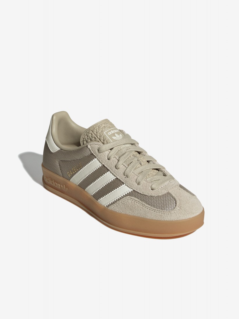 Adidas Gazelle Indoor J Khaki and White Sneakers Adidas Gazelle Indoor J Khaki and White Sneakers