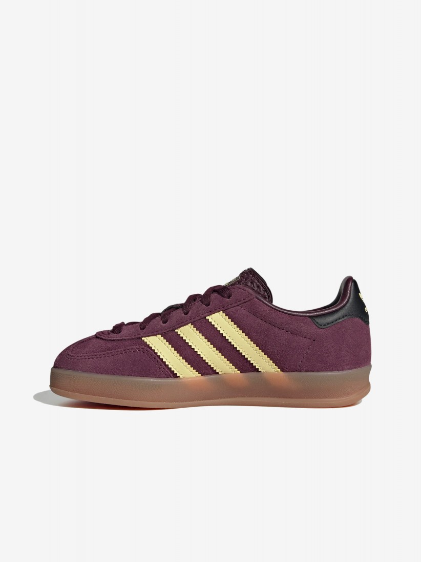 Zapatillas Adidas Gazelle Indoor C Burdeos y Amarillas De Gamuza