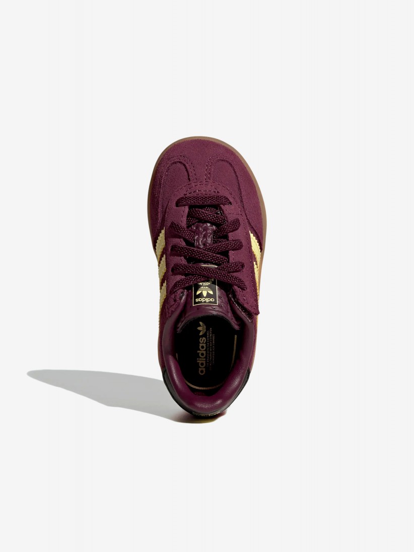Adidas Gazelle Indoor CF EL I Burgundy and Yellow Suede Sneakers Adidas Gazelle Indoor CF EL I Burgundy and Yellow Suede Sneakers