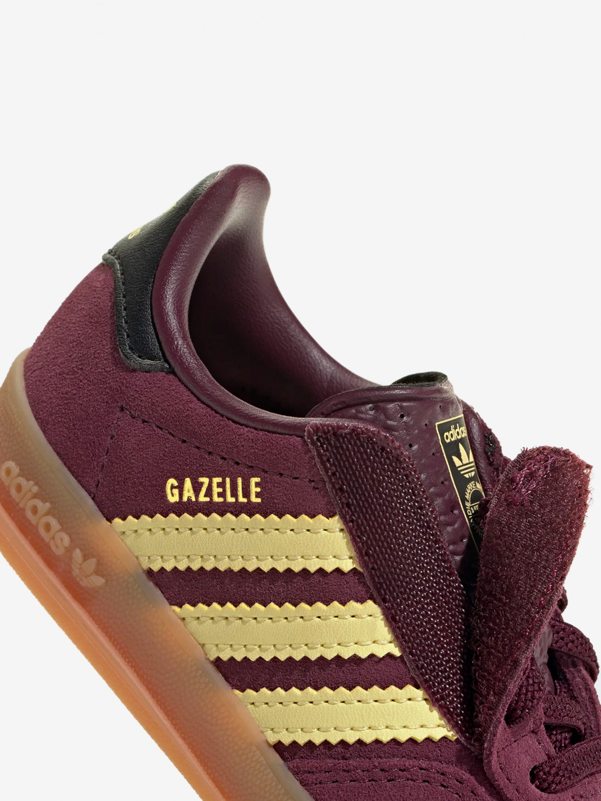 Adidas Gazelle Indoor CF EL I Burgundy and Yellow Suede Sneakers