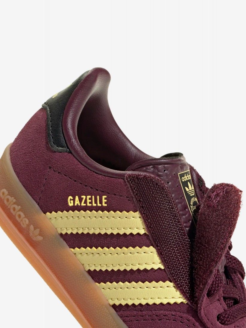 Adidas Gazelle Indoor CF EL I Burgundy and Yellow Suede Sneakers Adidas Gazelle Indoor CF EL I Burgundy and Yellow Suede Sneakers