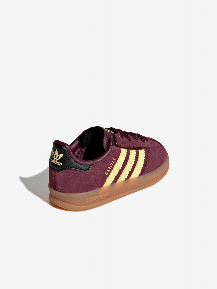 Adidas Gazelle Indoor CF EL I Burgundy and Yellow Suede Sneakers Adidas Gazelle Indoor CF EL I Burgundy and Yellow Suede Sneakers