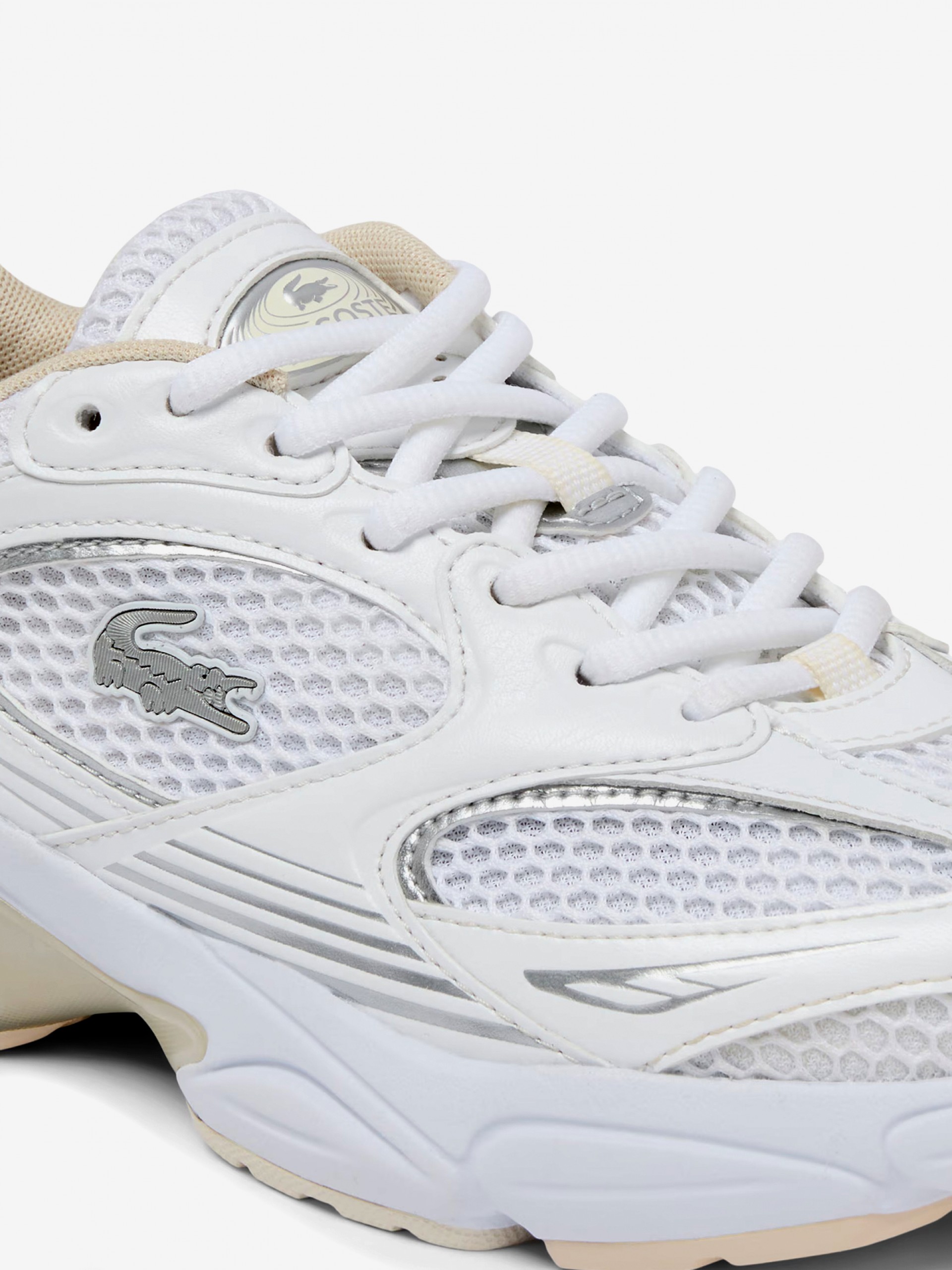 Sapatilhas Lacoste Storm 96 2K Brancas, Prateadas e Bege Para Mulher