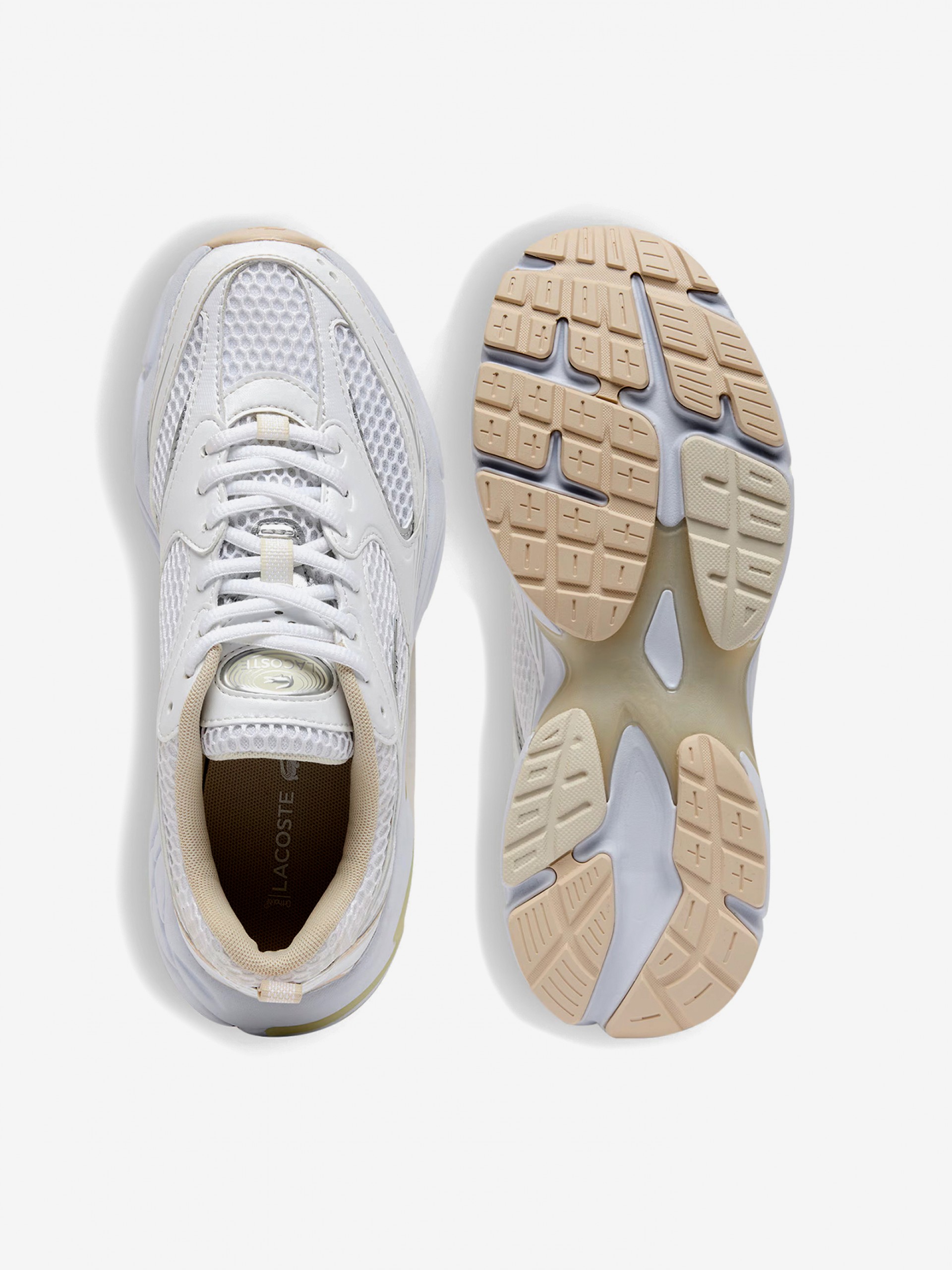Sapatilhas Lacoste Storm 96 2K Brancas, Prateadas e Bege Para Mulher