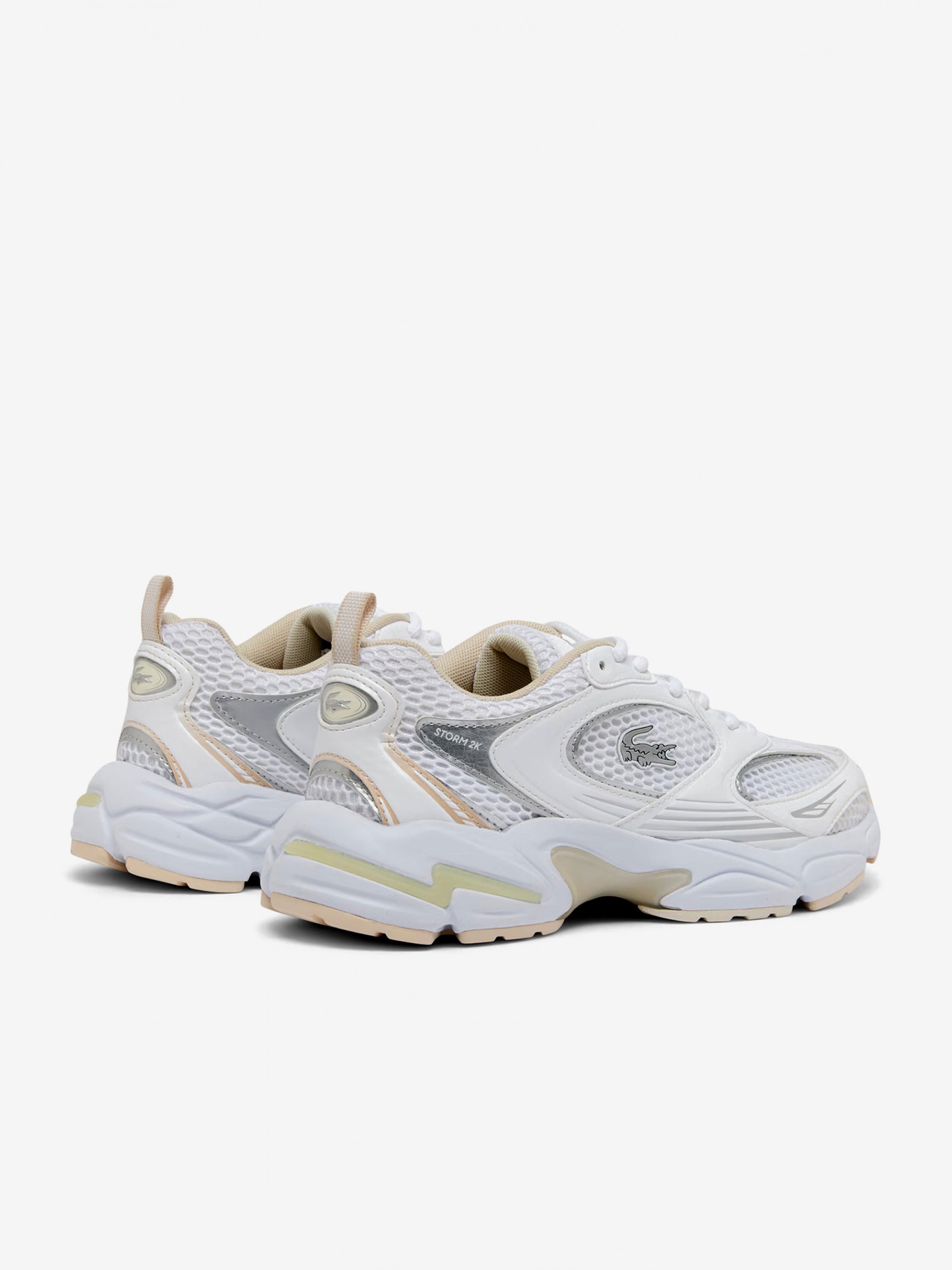 Sapatilhas Lacoste Storm 96 2K Brancas, Prateadas e Bege Para Mulher