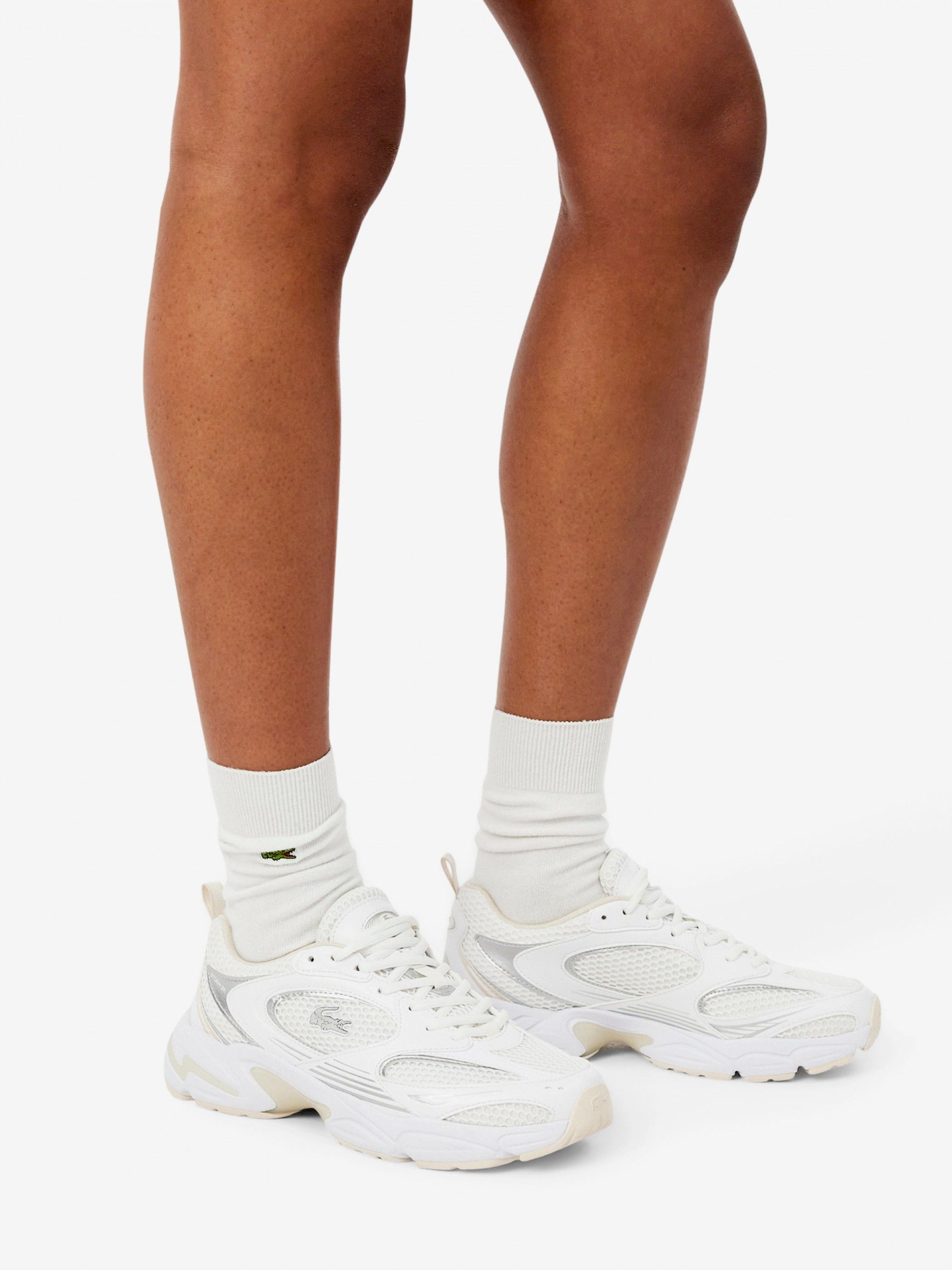 Sapatilhas Lacoste Storm 96 2K Brancas, Prateadas e Bege Para Mulher