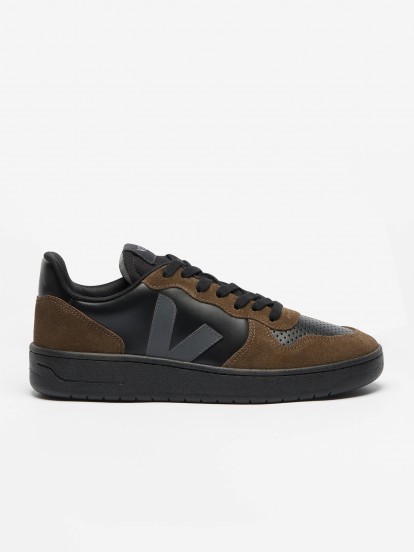 VEJA V-10 Prime Black and Brown Sneakers