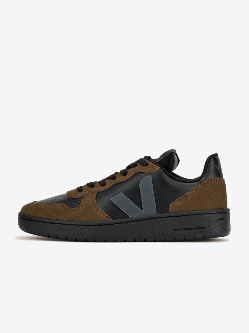 VEJA V-10 Prime Black and Brown Sneakers