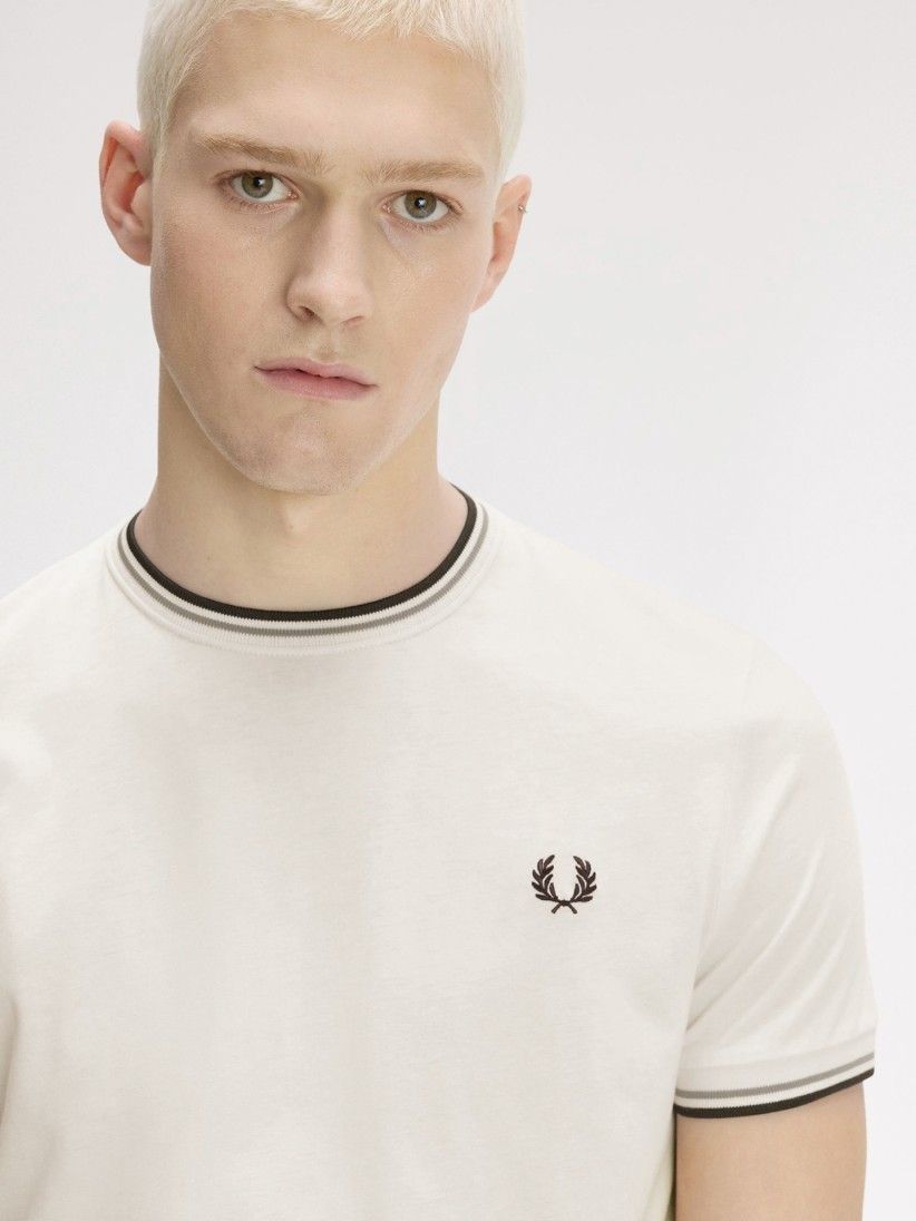 Fred Perry Twin Tipped Beige, Green and Blue T-shirt