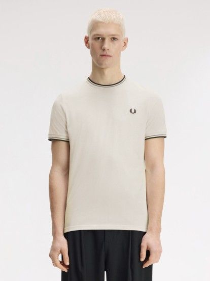 Fred Perry Twin Tipped Beige, Green and Blue T-shirt