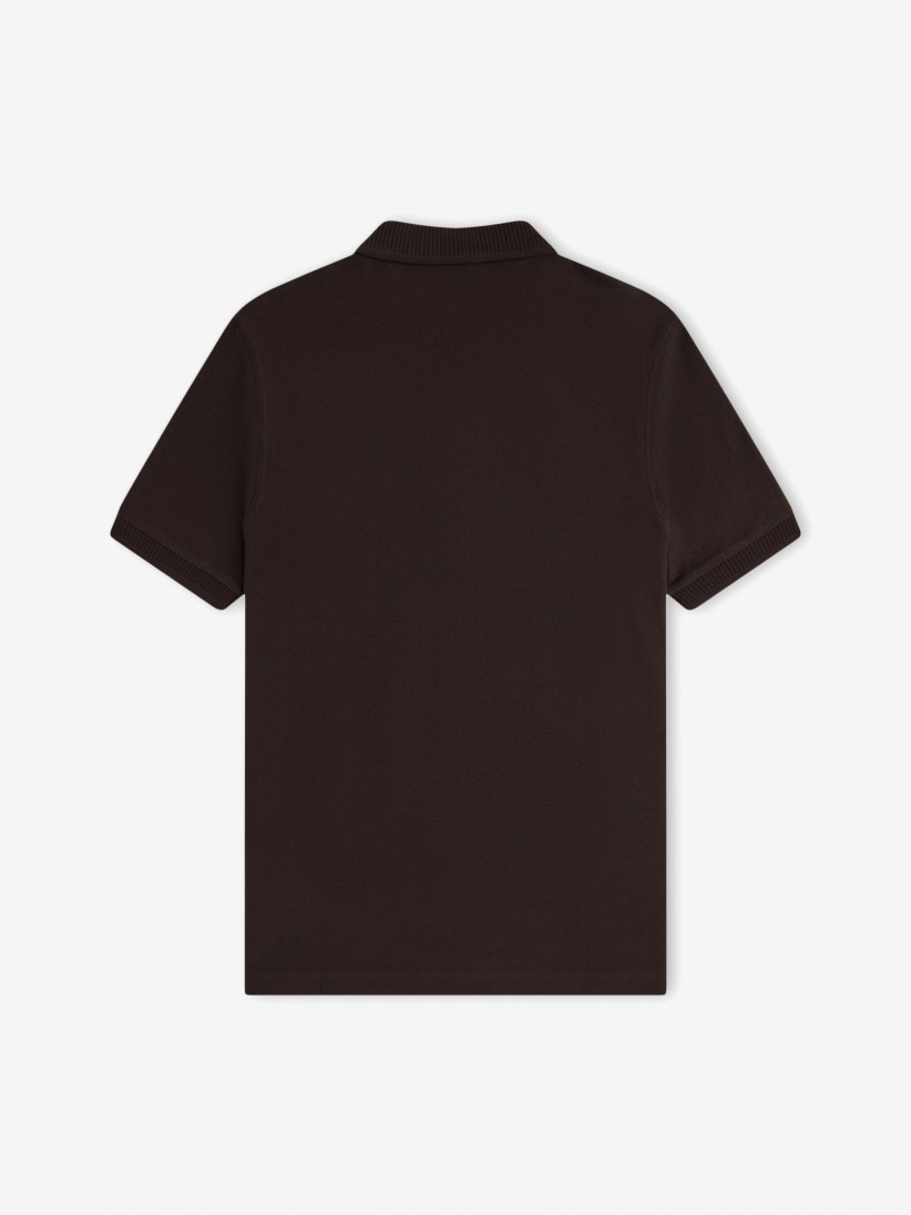 Polo com Fecho Fred Perry Crepe Piqué Castanho Polo com Fecho Fred Perry Crepe Piqué Castanho
