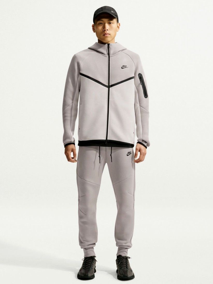 Casaco com Capuz Nike Tech Fleece Windrunner Cinzento e Preto Para Homem Casaco com Capuz Nike Tech Fleece Windrunner Cinzento e Preto Para Homem