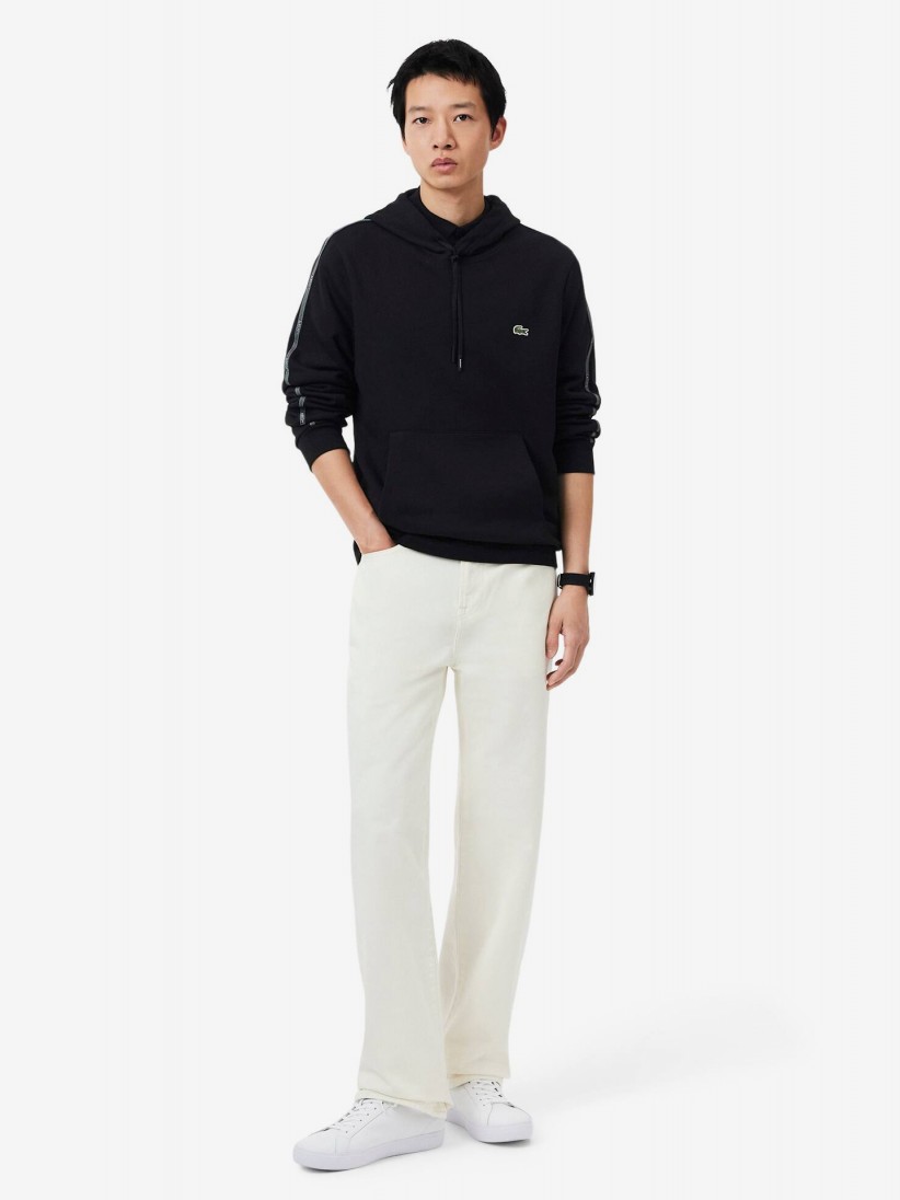 Lacoste Logo Stripe Black Hoodie